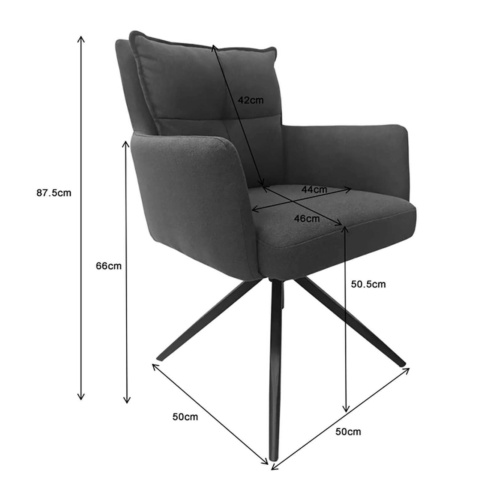 GOODproduct Chaise de salle à manger »Chiani« () 2 cuisRetour automatique à 180°, dossier, accoudoirs et assise rembourrés