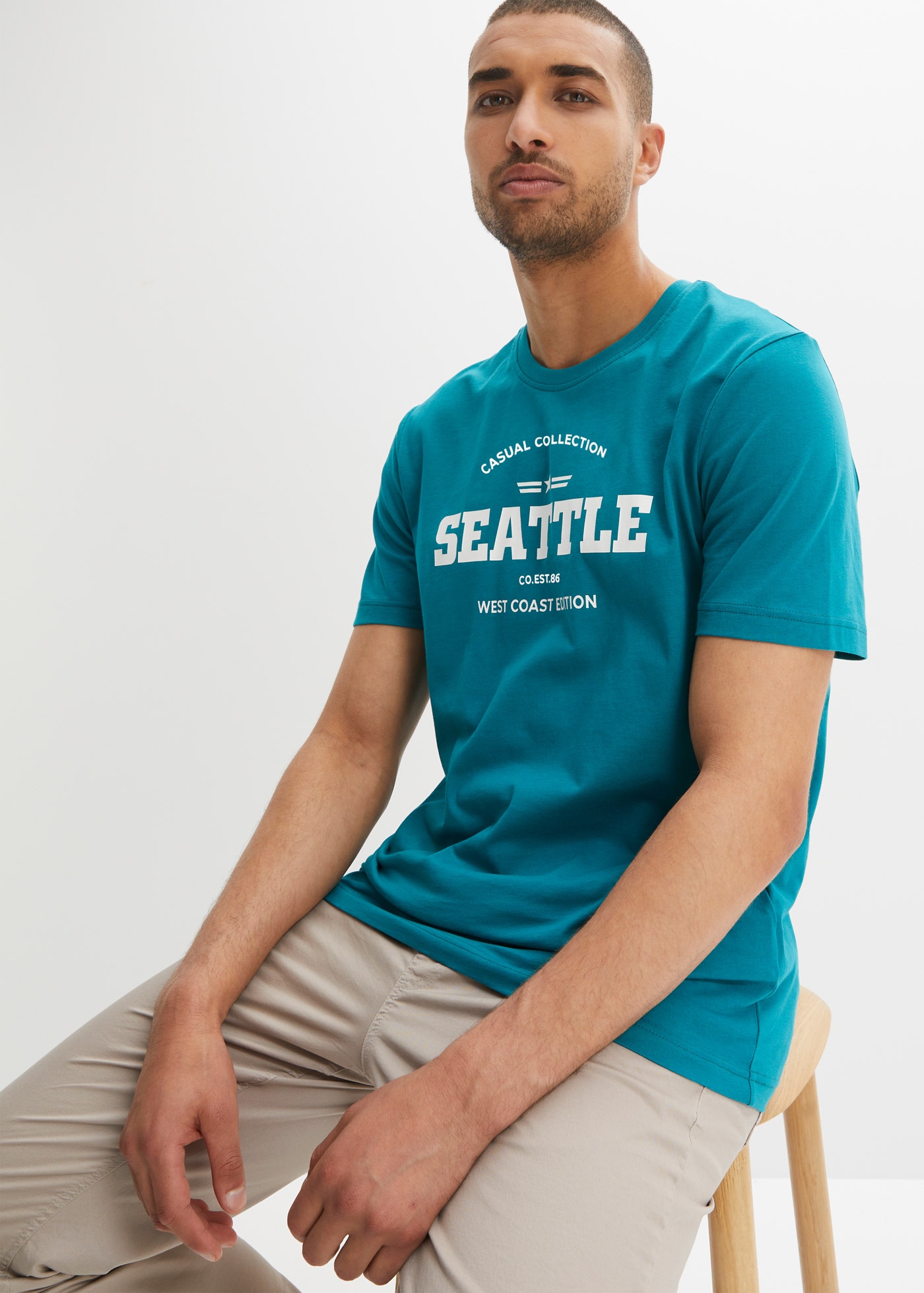 bonprix T-shirt Paquet, 2 Regular Fit Passform, Kurzarm-Design, aus Baumwolle
