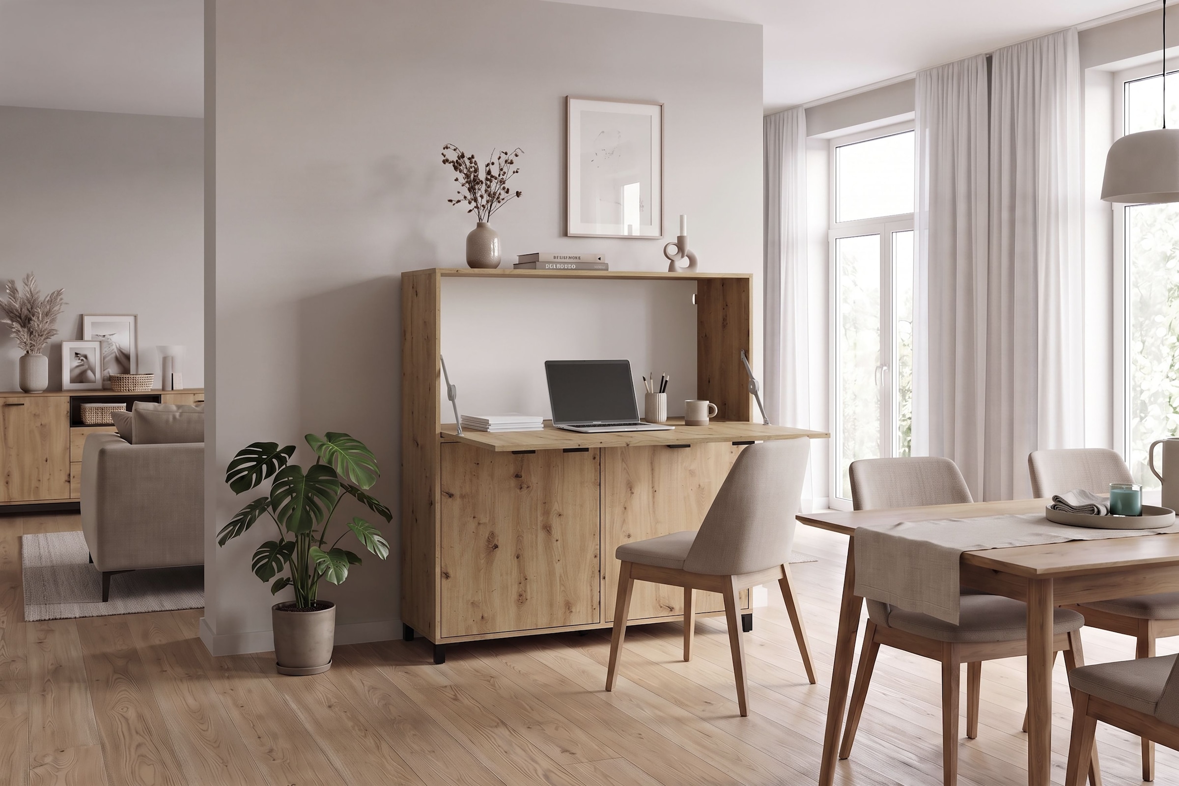 GOODproduct Secrétaire »Melton« solution de travail peu encombrante avec beaucoup d'espace de rangement, largeur 120 cm