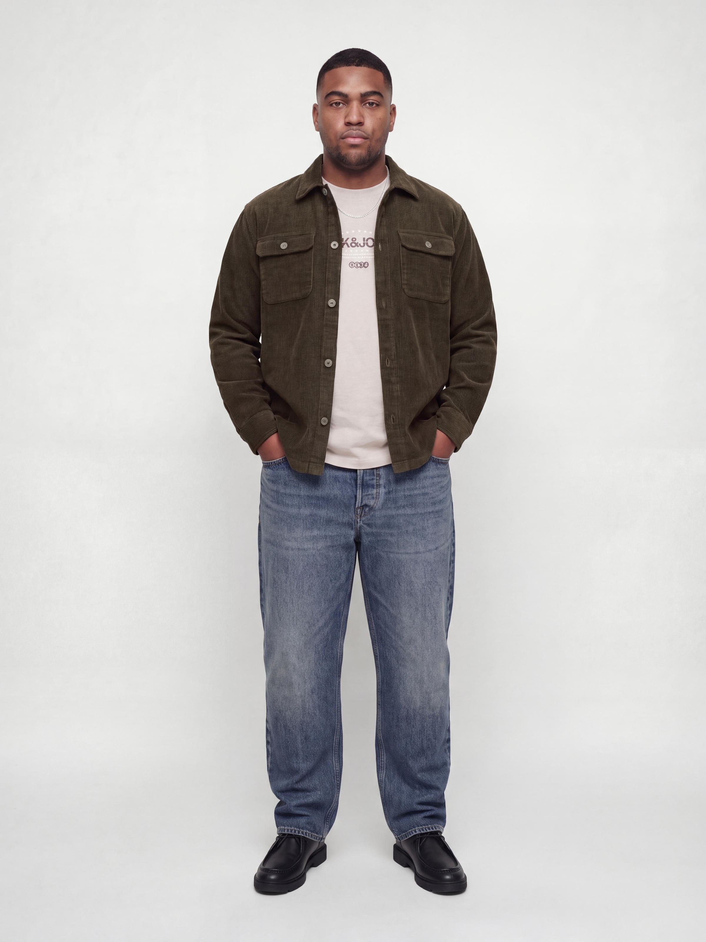 Jack & Jones PlusSize Chemise à manches longues »JJEREGENT CORD OVERSHIRT LS SN PLS« coton, coupe régulière