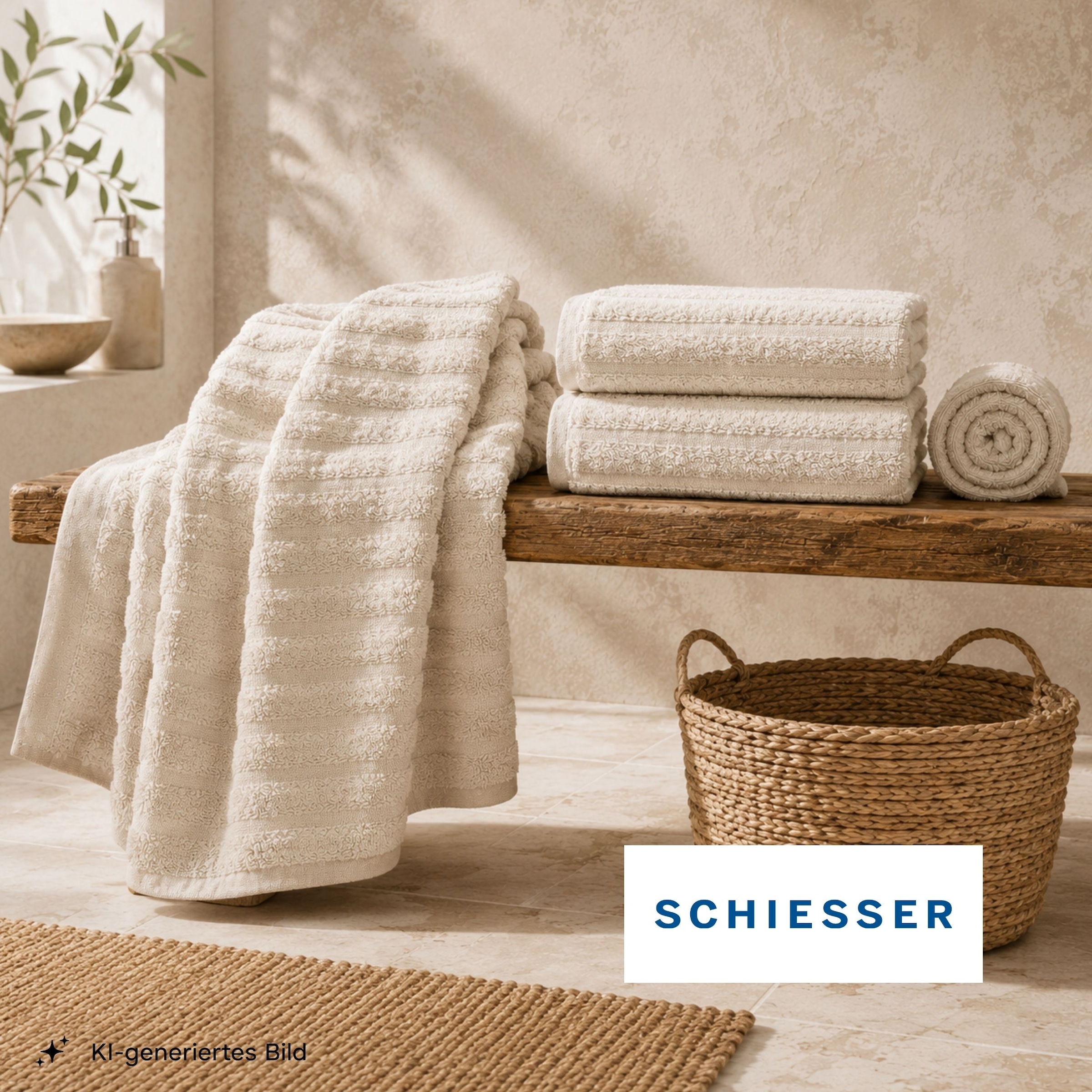 Schiesser Serviettes »Neapel aus 100% Baumwolle mit eleganter Hoch-Tief-Optik« OEKO-TEX® MADE IN GREEN