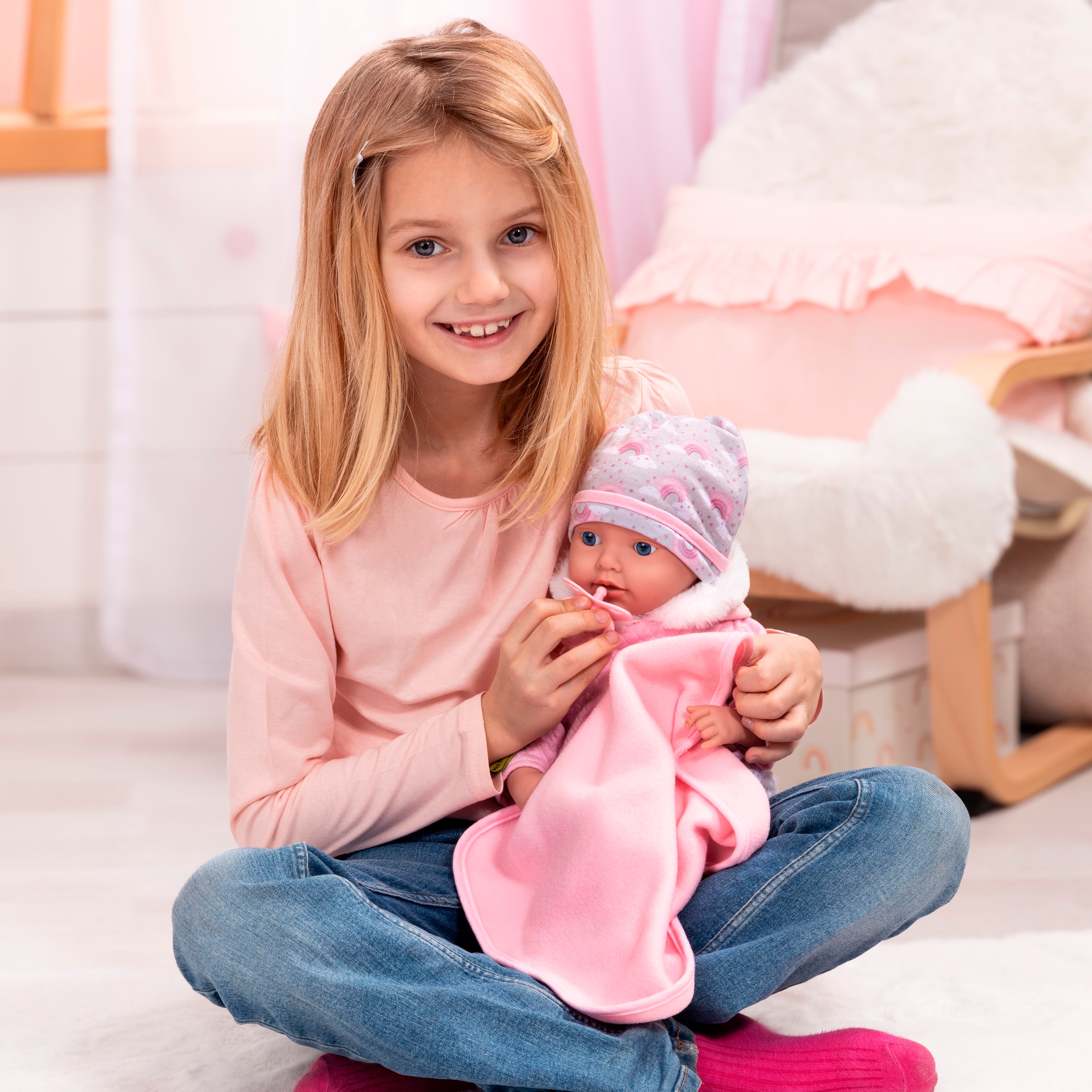 Bayer Poupée bébé »Reborn Baby, 38 cm Regenbogenmuster«