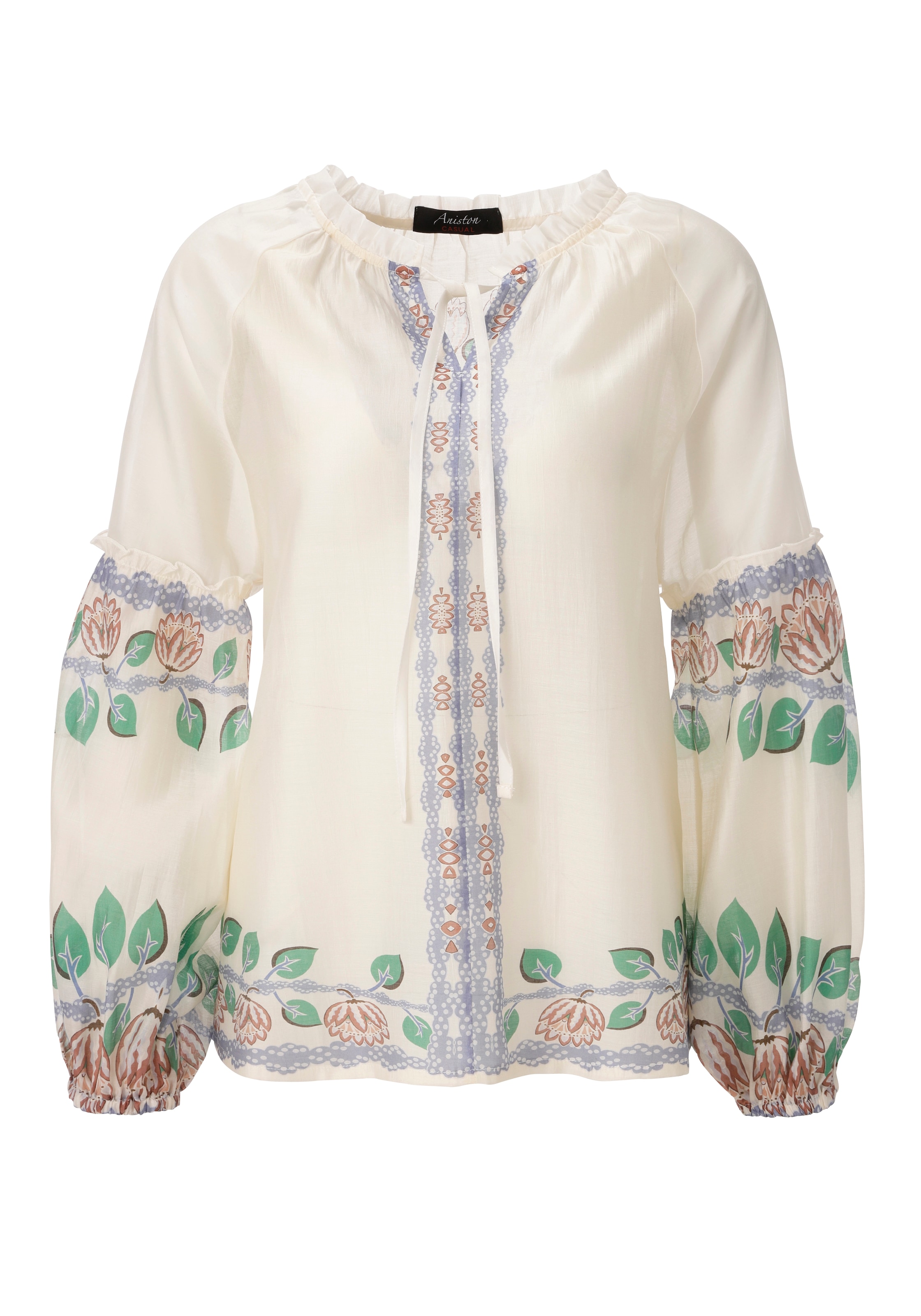 Aniston CASUAL Blouse à enfiler mit Bordüren und grossem Mandala-Druck im Rücken - NEUE KOLLEKTION