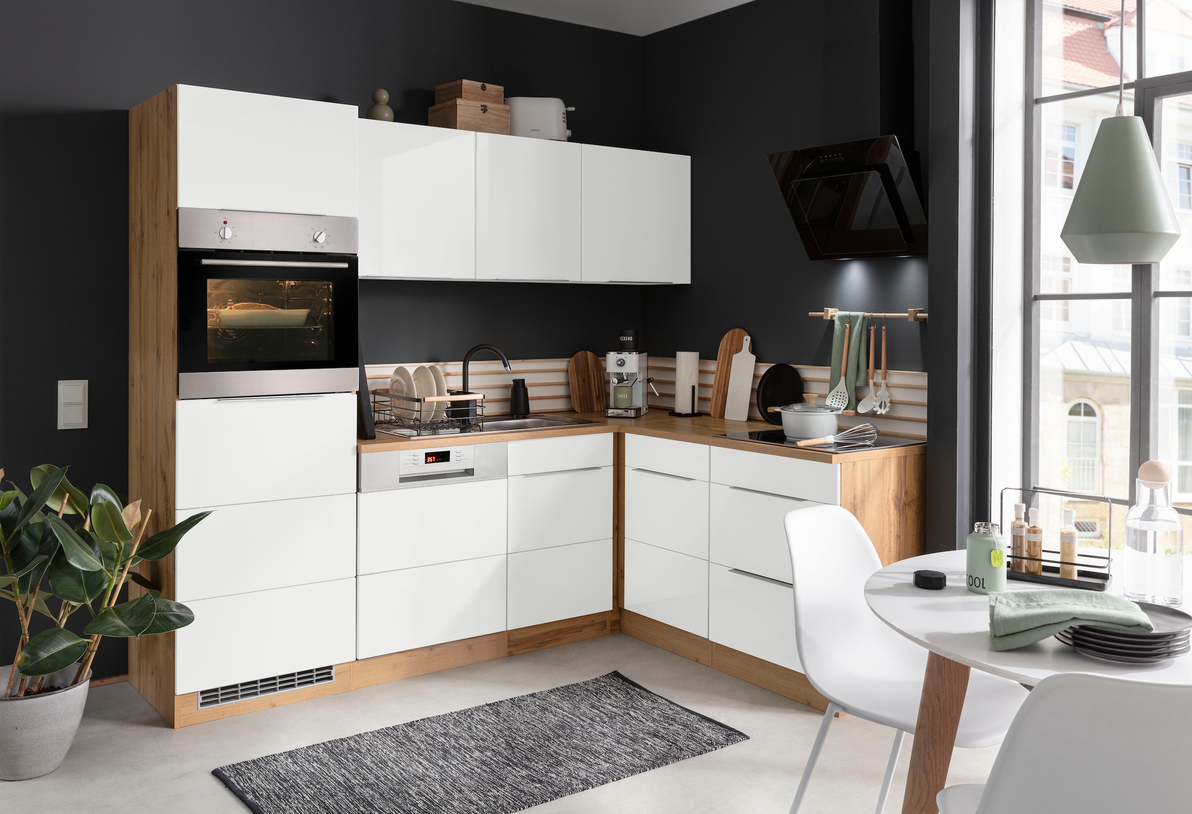 KOCHSTATION Winkelküche »KS-Brindisi Stellbreite 230/170 cm« wahlweise mit E-Geräten und Induktion, mit MDF-Fronten