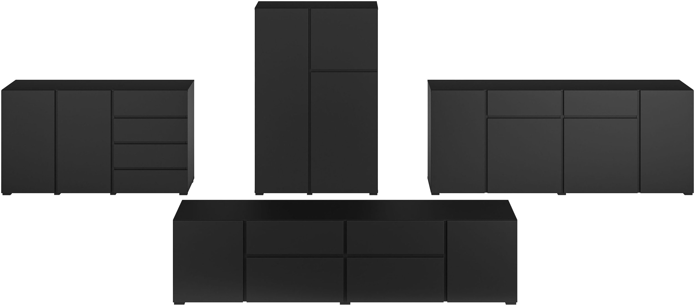 GOODproduct Table basse »Metric,Breite 195cm, grifflose Lowboard 2Klappen/2Schubkästen/2Tür« TV-Schrank mit viel Stauraum, TV-Board