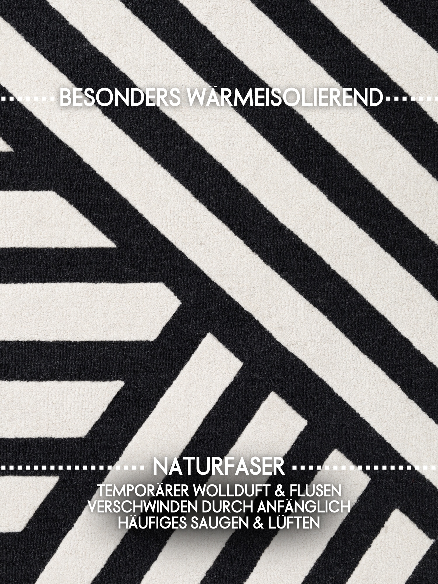 ELLE DECORATION Tapis en laine »Noir« Rectangulaire 12 mm Höhe Wolle, Natur, Wohnzimmer, schwarz weiss, Modern, Geometrisch, Streifen