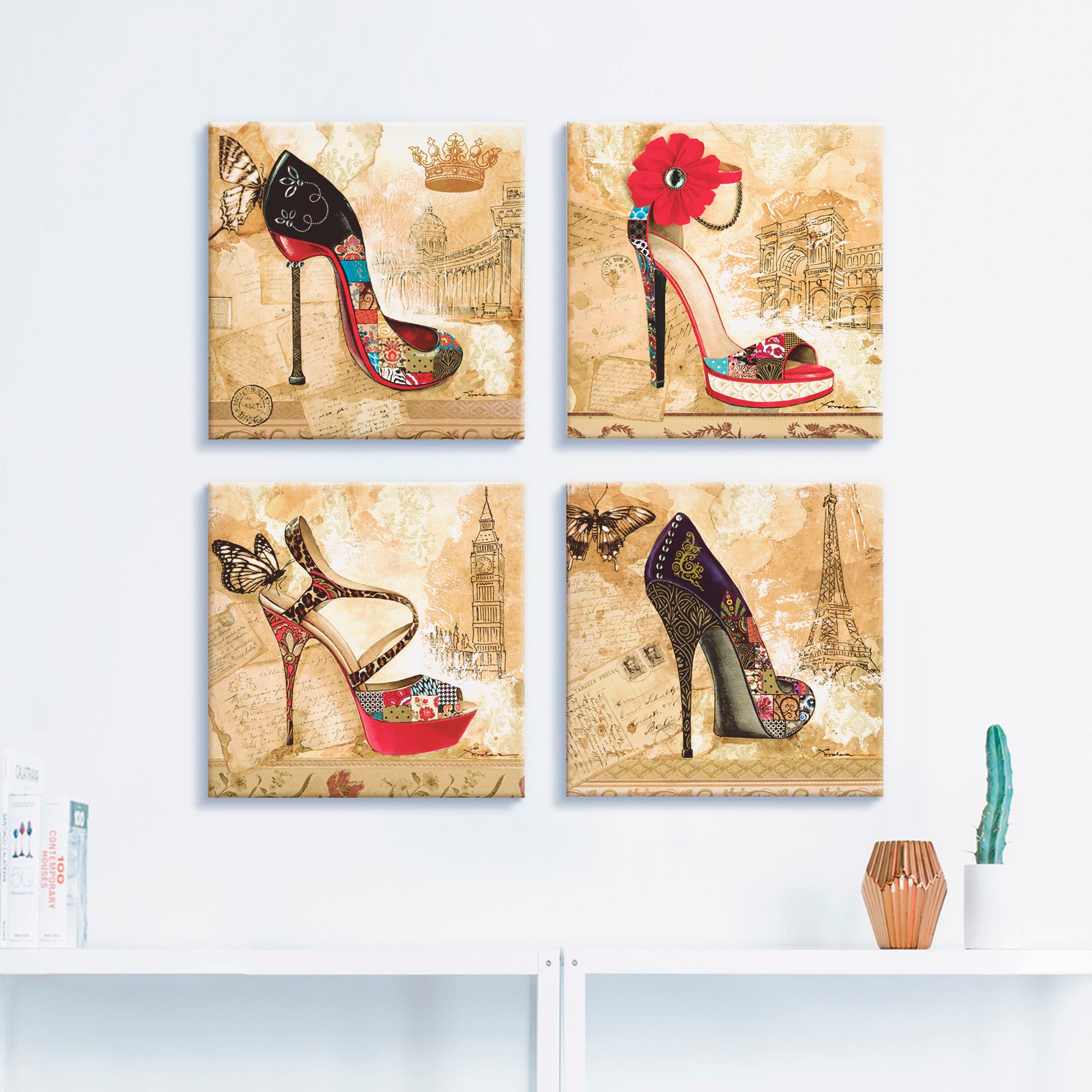Artland Leinwandbild »Veränderliche Zeiten Stiletto« Mode 4 Stk. tlg. 4er Set, verschiedene Grössen