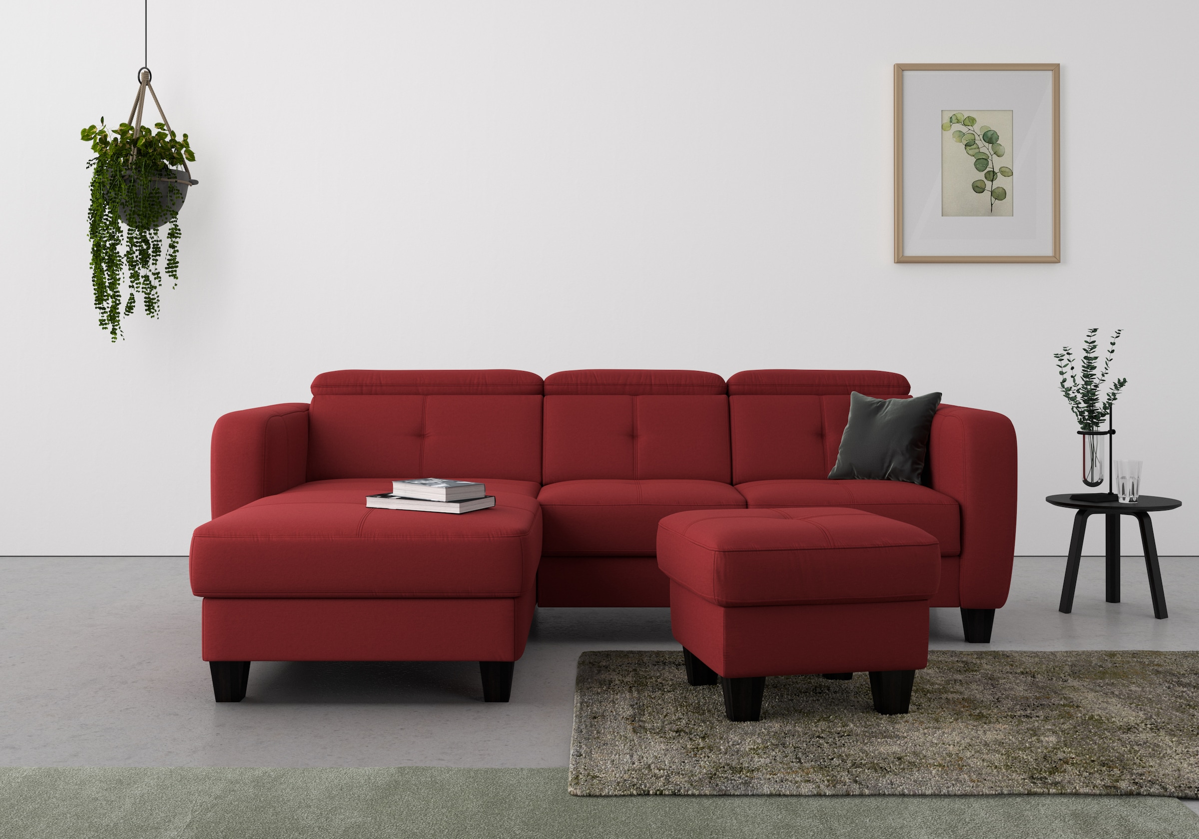 sit&more Ecksofa »Belluci L-Form« inklusive Federkern, wahlweise mit Schlaffunktion und Bettkasten