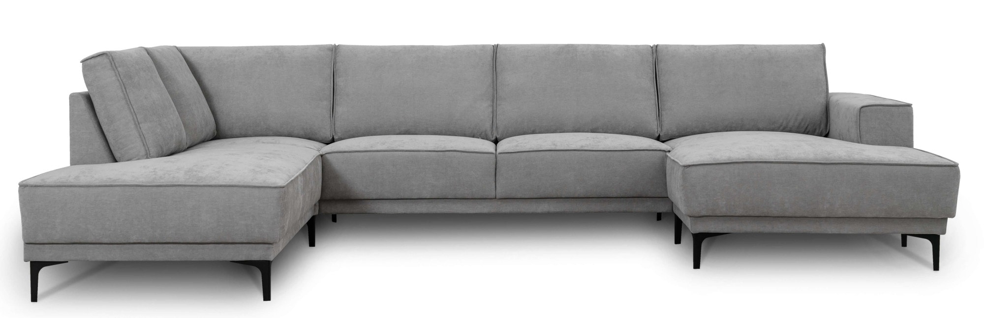 PLACES OF STYLE Paysage de salon »XXL Sofa Oland, Struktur, Flachgewebe, Luxus-Microfaser, Boucle« U-Form, 345 cm, Wellenunterfederung, Skandi-Design, Metallfüsse