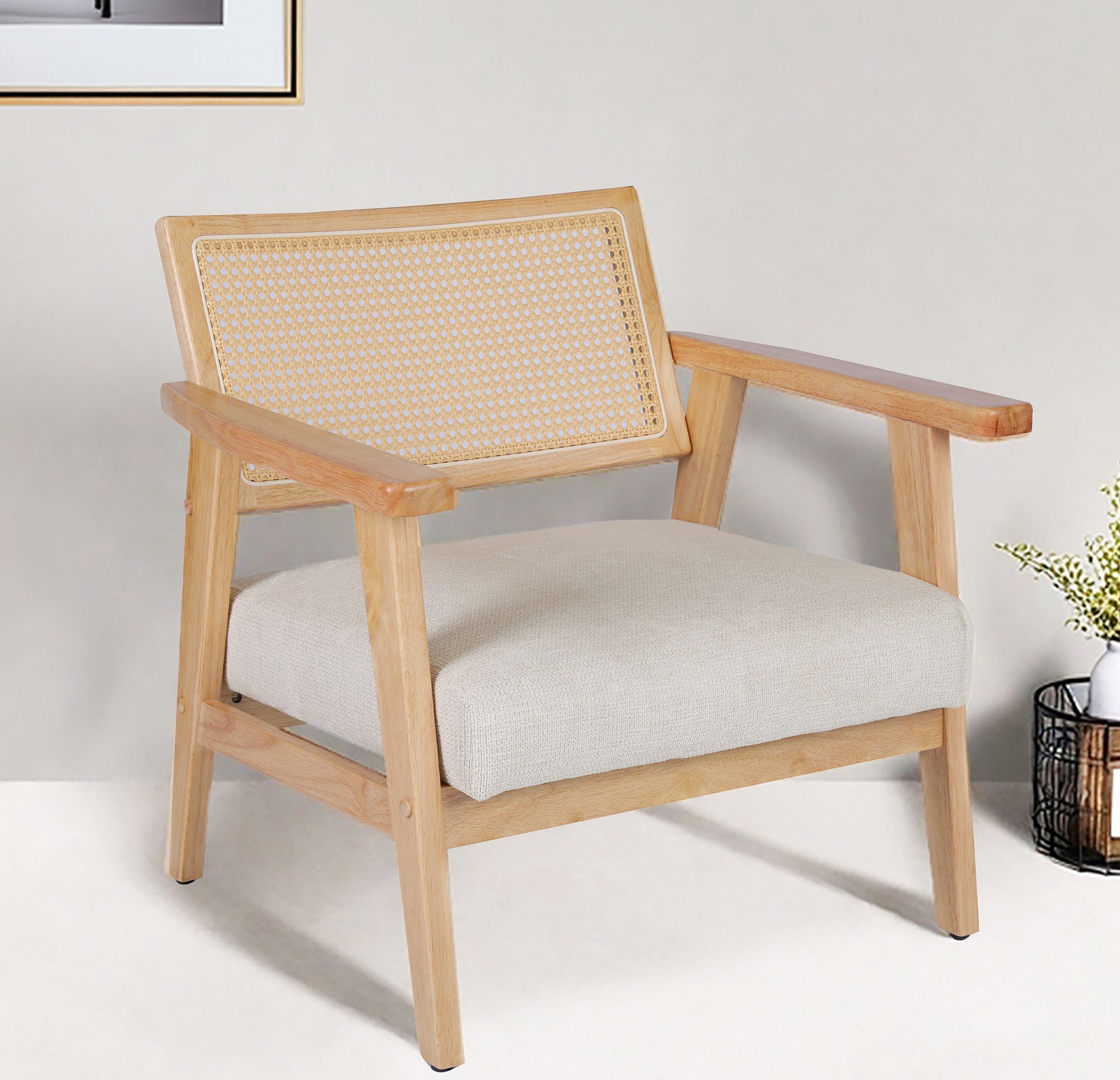 Home affaire Loungesessel »VILLAINE« Einzelsessel, Rattan-Sessel mit Wiener Geflecht, Cord, Webstoff