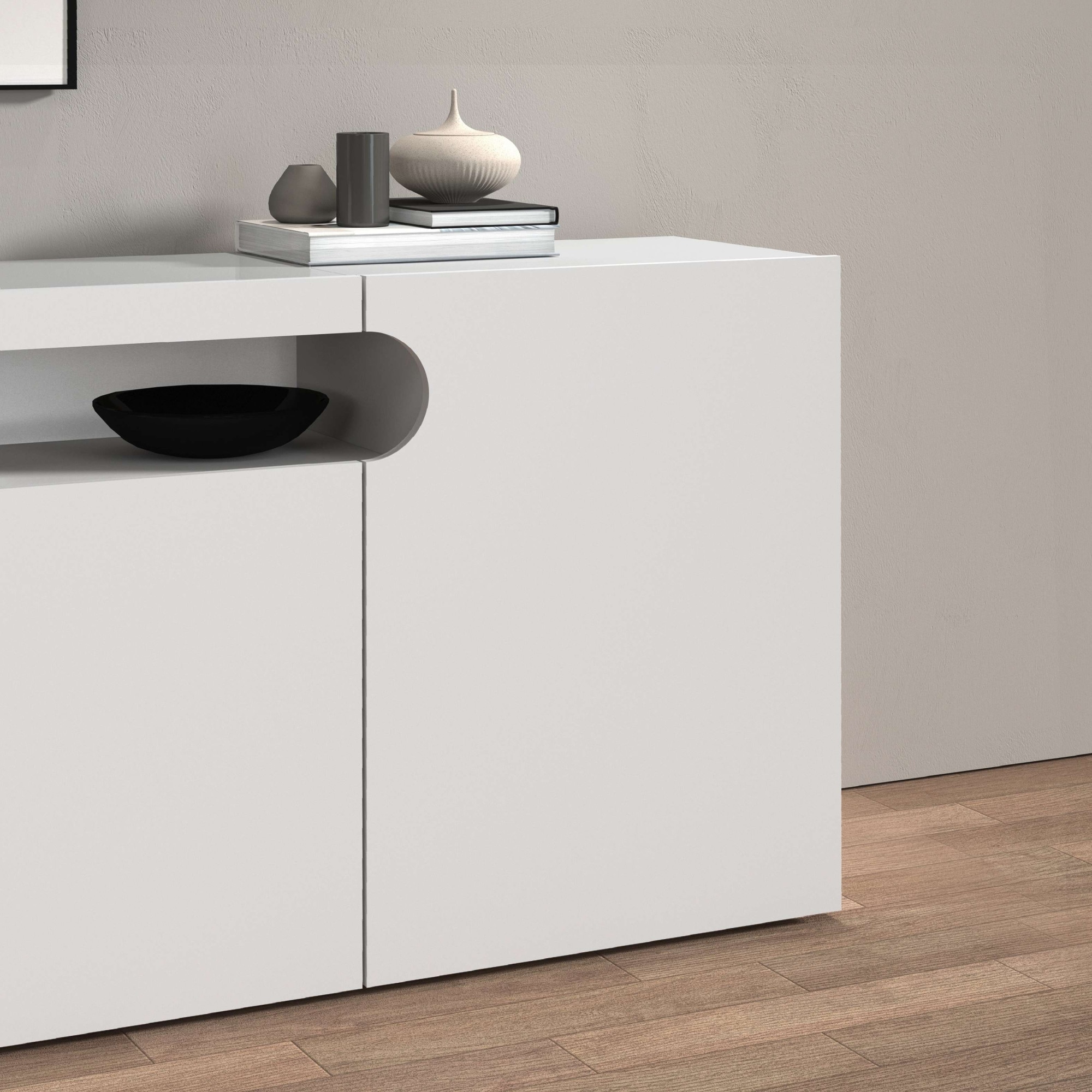 GOODproduct Sideboard »Sideboard REAL, Kommode, Schrank, Kredenz« 1 Stk. tlg. Mit 4 Türen, davon 2 abgerundet, die ein ovales offenes Fach bilden