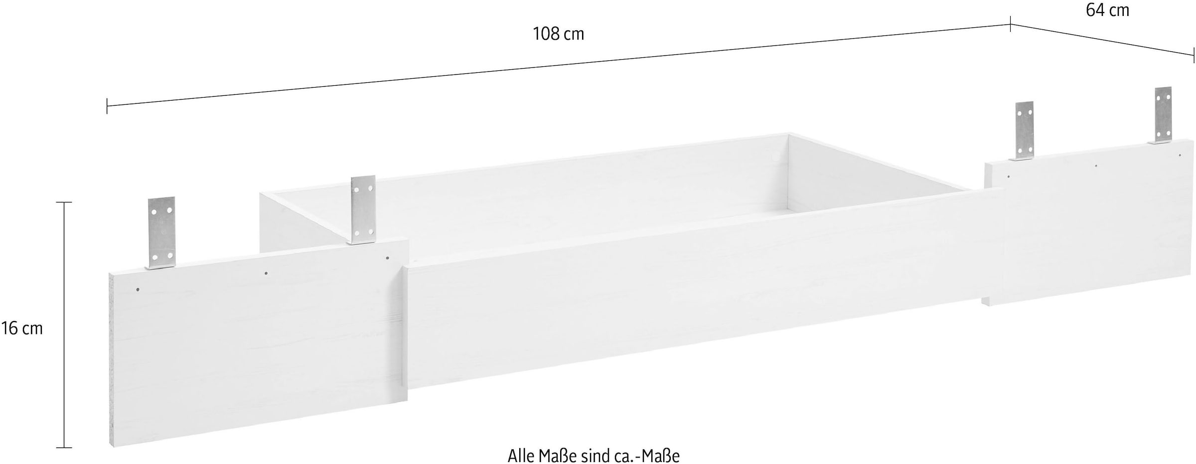 Home affaire Bettschubkasten »Florenz Bettkasten in Pinie Weiss, Schubkasten mit Rollen« Schublade passend zu den Florenz Betten, Aufbewahrung, Stauraum