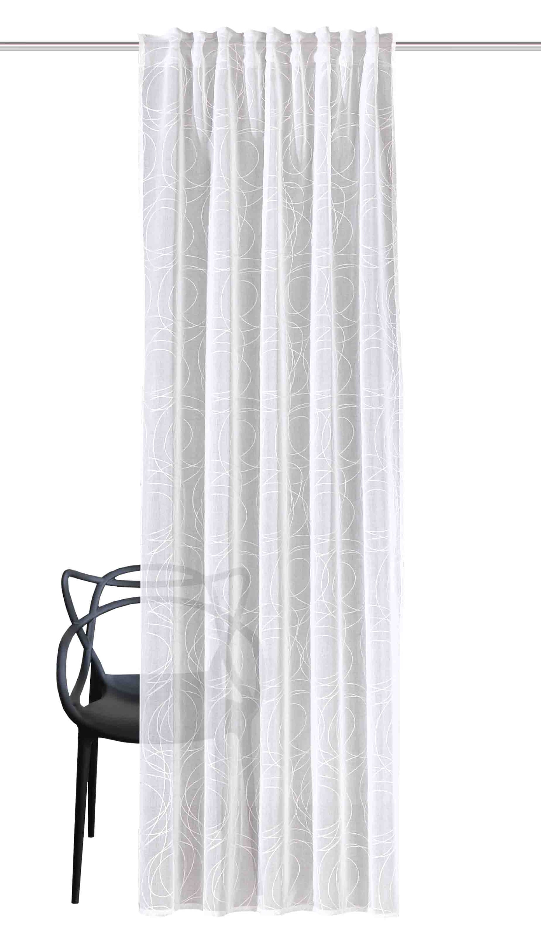 HOME WOHNIDEEN Rideau »DITOS« Bande multifonctionnelle 1 cuis tlg. Kombibandschal Leinenoptik, bestickt