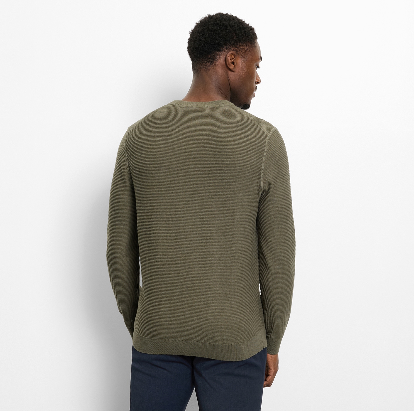 OLYMP Pull à col rond »OLYMP Strick Casual« avec motif structuré à la mode