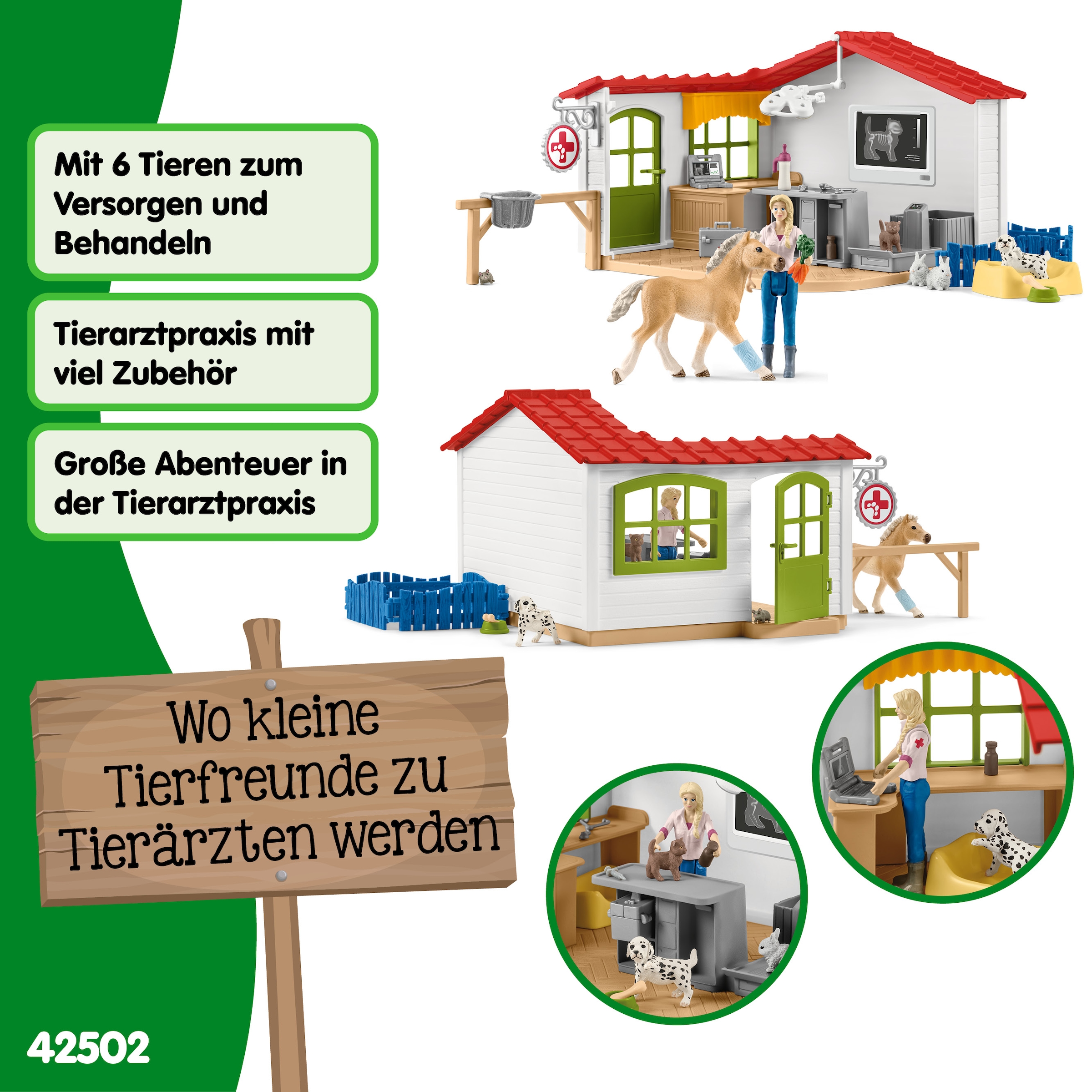 Schleich® Monde de jeu »FARM WORLD, Tierarzt-Praxis mit Haustieren (42502)« fabriqué en Europe