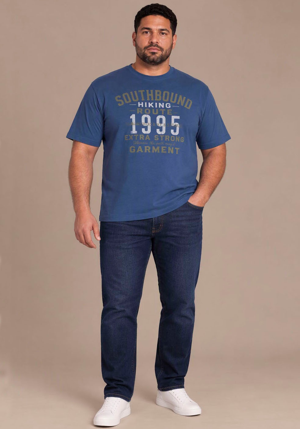 Man's World Plus Rundhalsshirt »auch in Grosse Grössen bis Gr. 7XL Ärmel-Fit« regular fit, Kurzarm, casual, für Frühling und Sommer