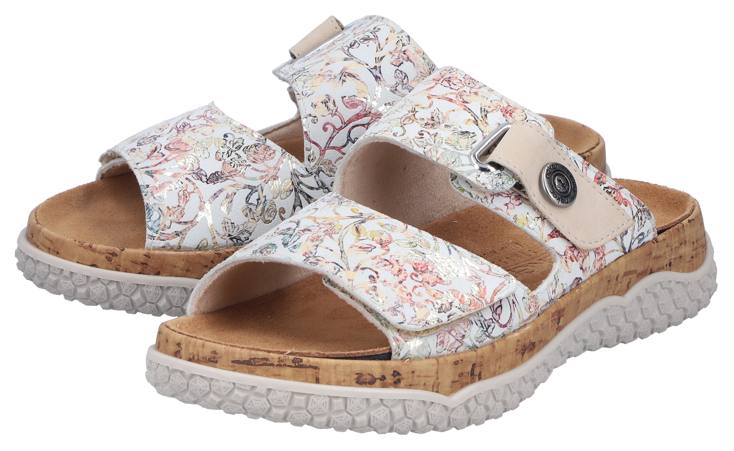 Rieker Pantolette  Sommerschuh, Schlupfschuh, Hausschuh mit Klettriemchen