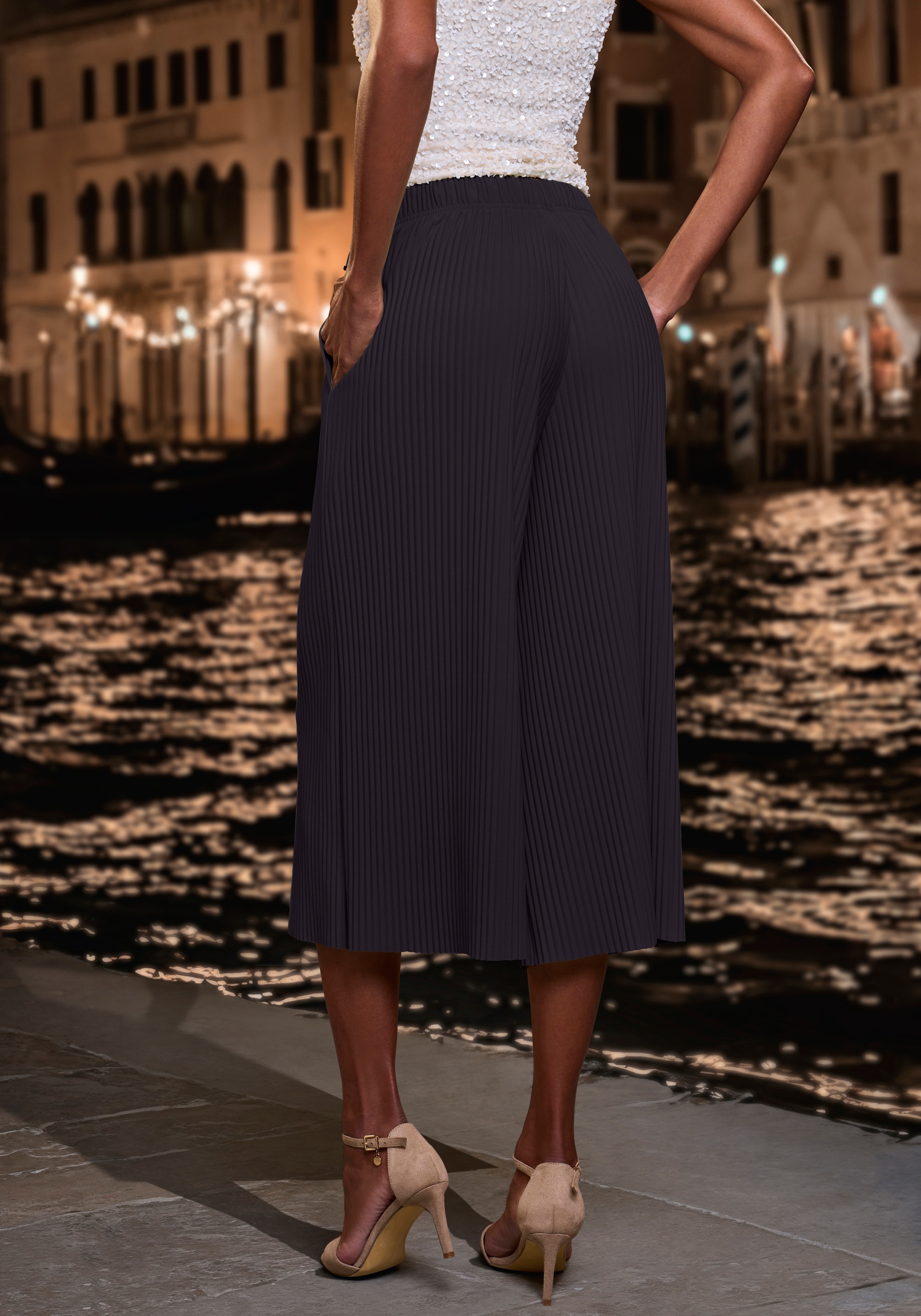 LASCANA Jupe-culotte  forme ample avec plis plissés