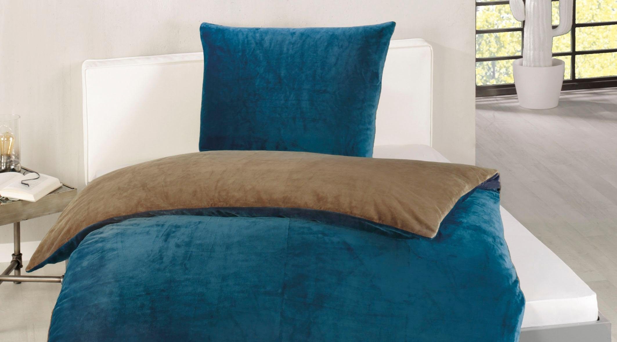 Gözze Linge de lit réversible »Superflausch in Gr. 135x200 oder 155x220 cm« 2 cuis Polaire douillette et chaude en hiver, linge de lit réversible