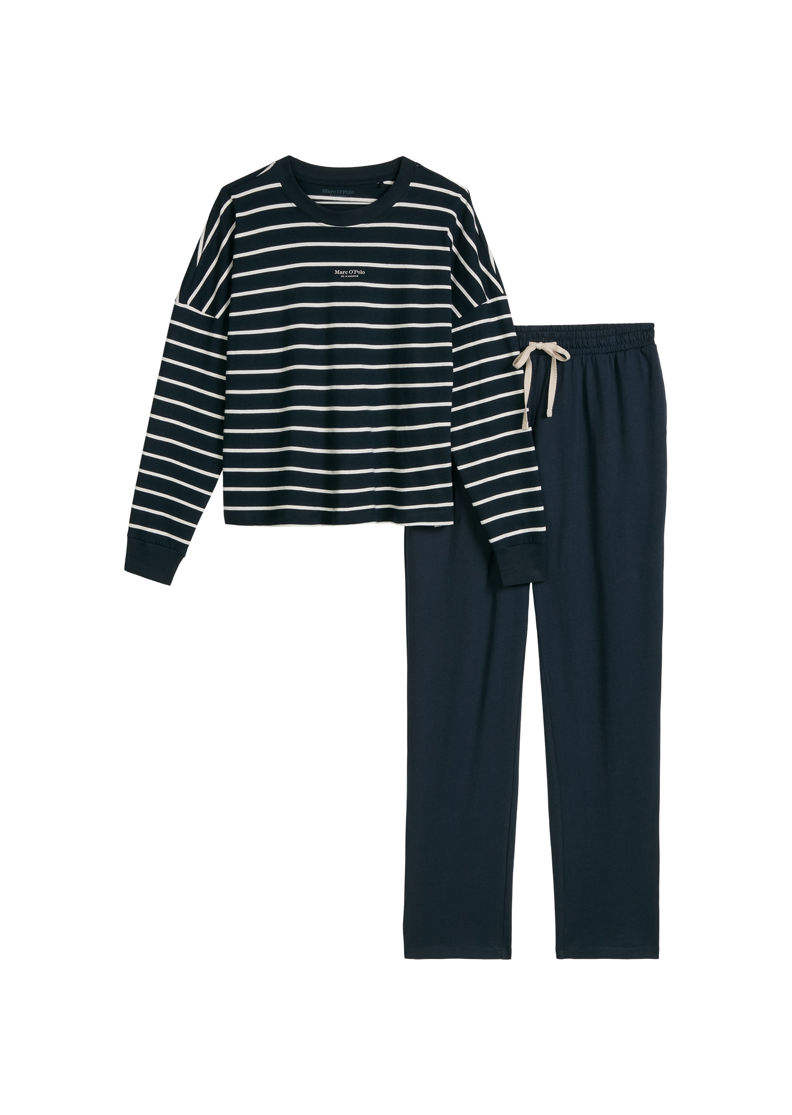 Marc O'Polo Pyjama »Mix N Match Cotton Pyjama Set Long« 2tlg., 2 tlg. mit langem Arm und seitlichen Taschen