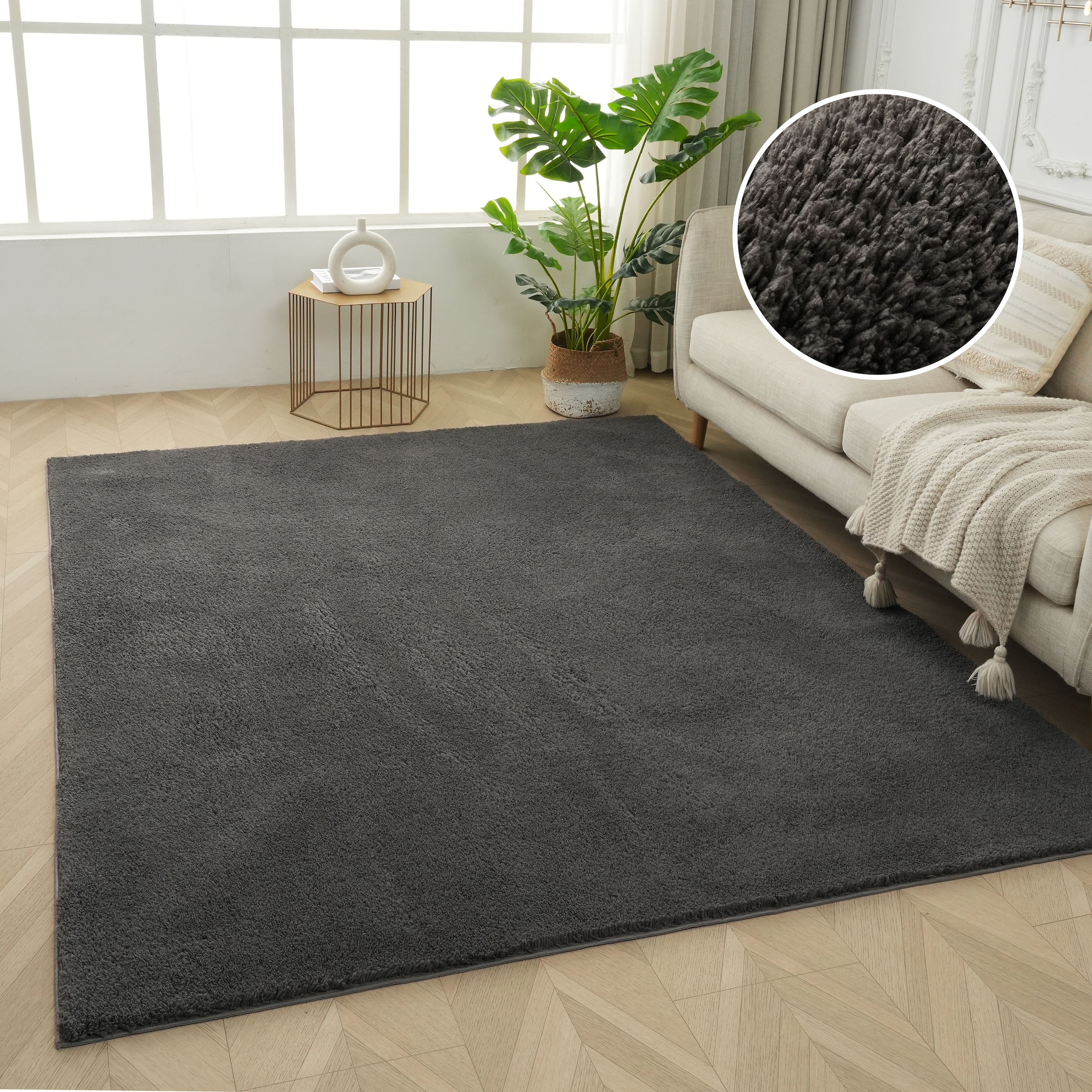 GOODproduct Teppich »Cali Shaggy« rechteckig 22 mm Höhe Uni-Farben, kuschelig, & weich, waschbar, Wohnzimmer, Schlafzimmer