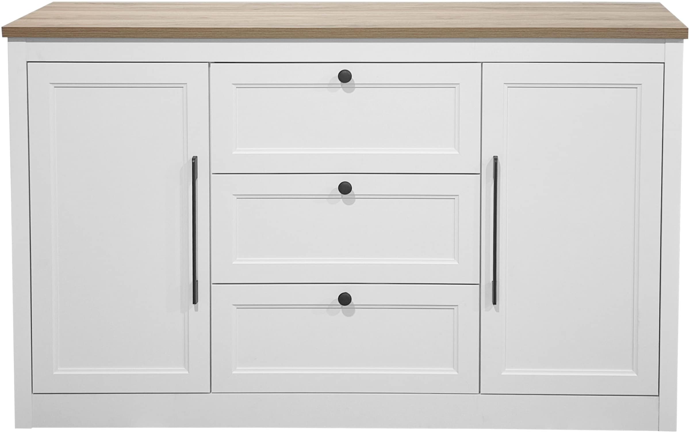 GOODproduct Sideboard »Ismund« aus MDF, mit Holz-Zierleiste, schwarzen Metallgriffen, Höhe 93 cm