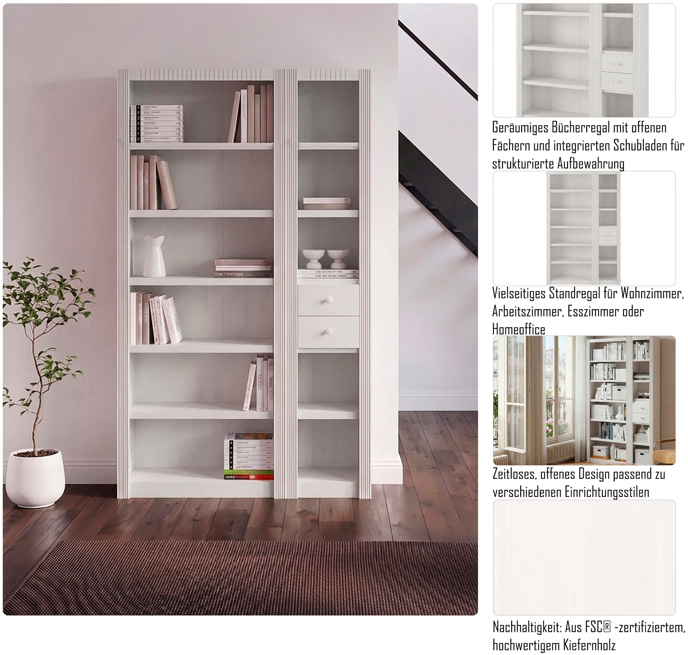 GOODproduct Étagère de séparation »Bergen« (3 pièces), largeur 128 cm