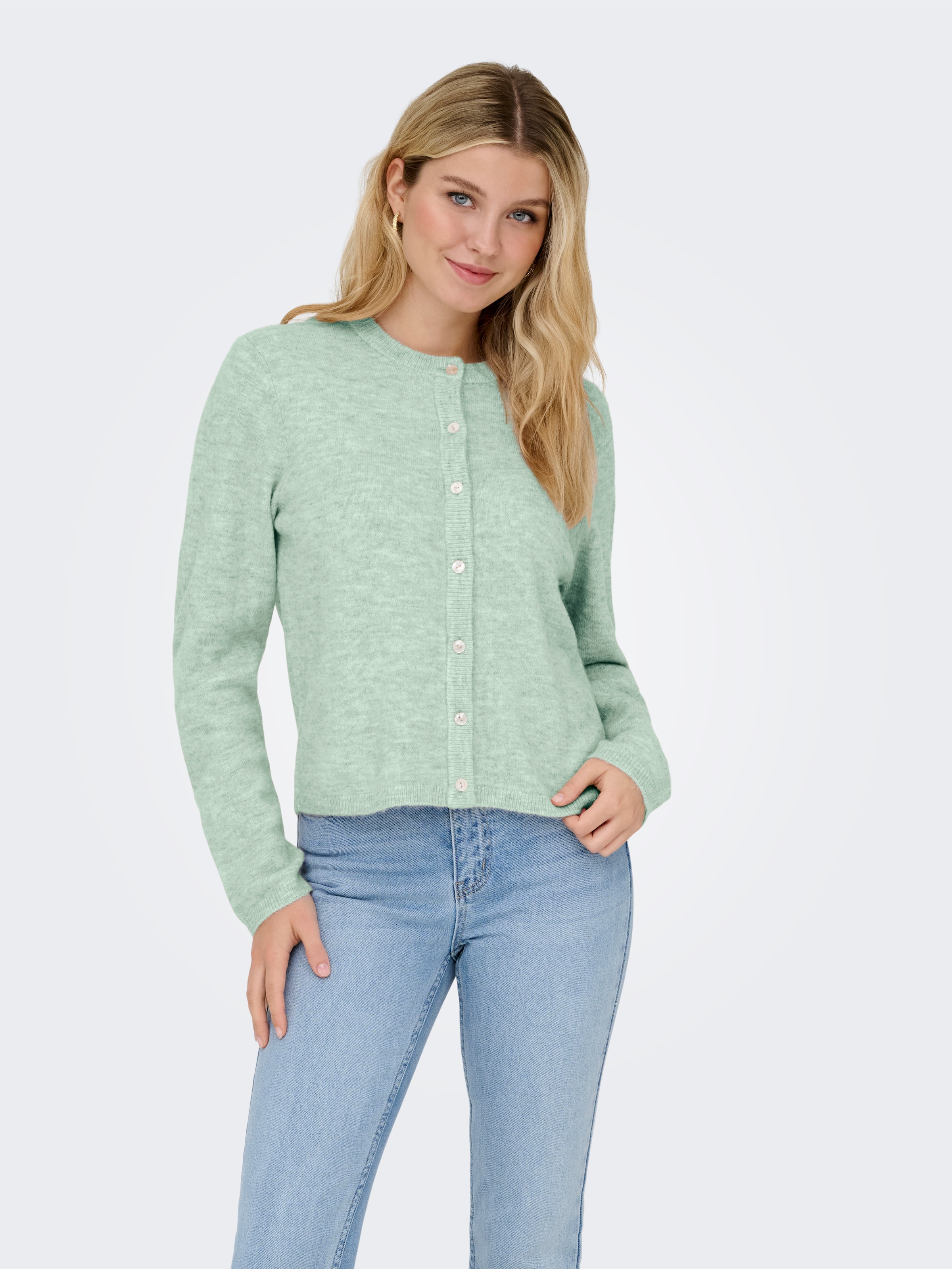 ONLY Veste en tricot »ONLSIMONI L/S O-NECK CARDIGAN KNT NOOS« mélange de matières, coupe décontractée