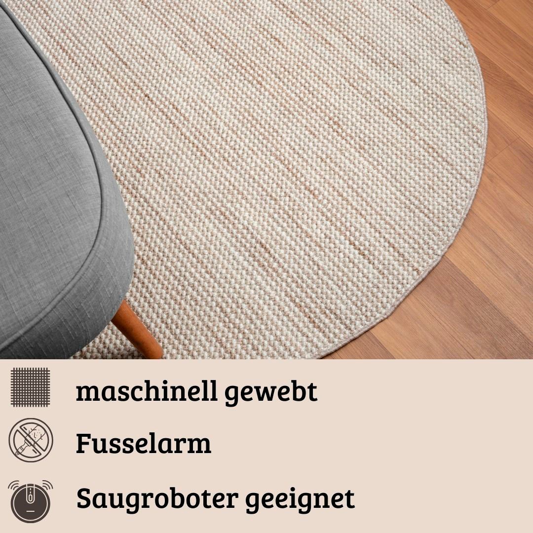 GOODproduct Teppich »Vals« rund 7 mm Höhe Uni Farben, meliert, Sisal-Optik, auch in rechteckig erhältlich