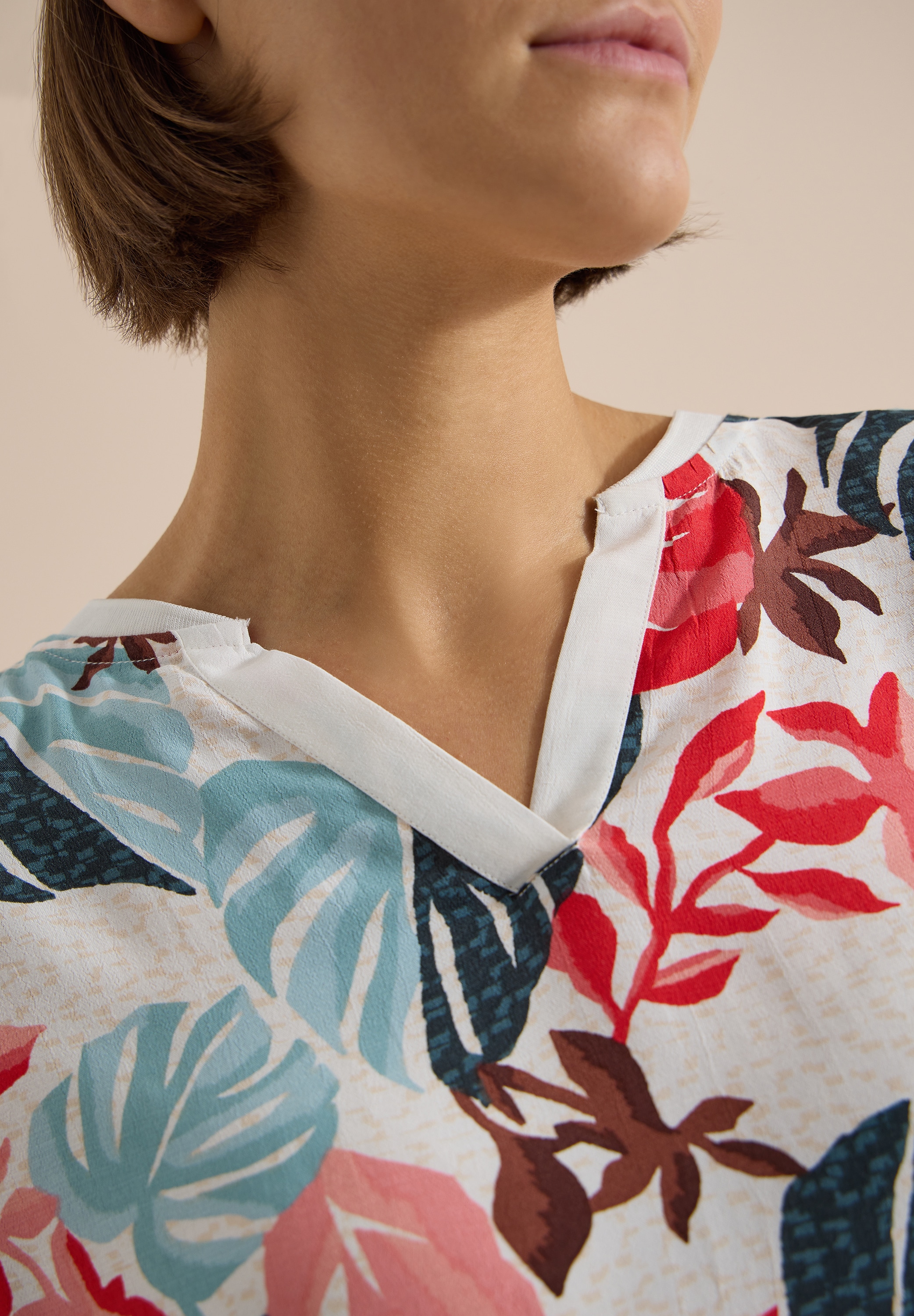 Cecil Shirtbluse Sommershirt mit Split Neck und Printmix