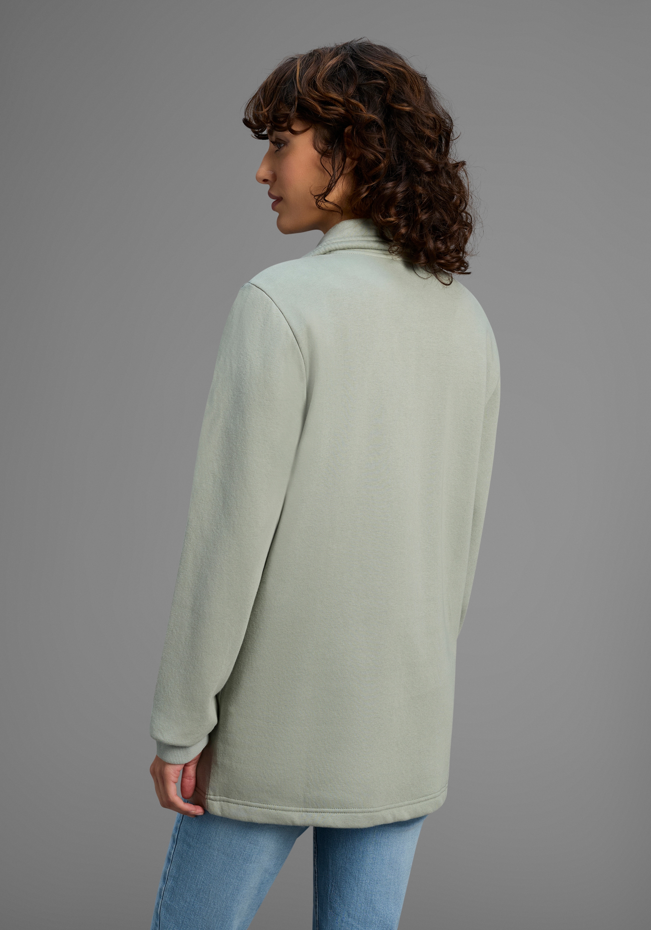 Laura Scott Veste sweat Weiche Baumwollmischung mit Stehkragen und Aussentaschen