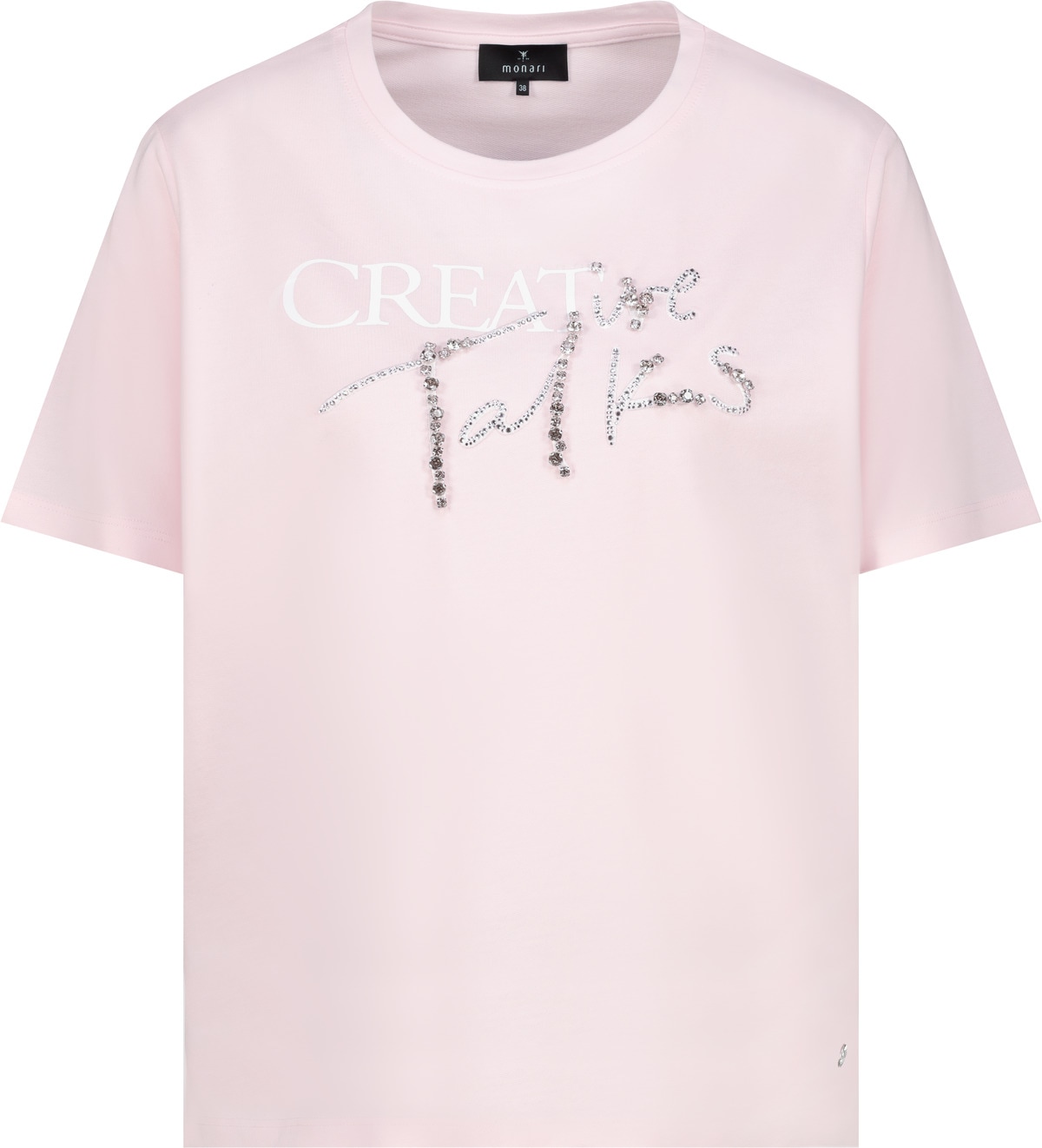 Monari Shirt à col rond »Shirt Schmuckschrift« avec petits strass