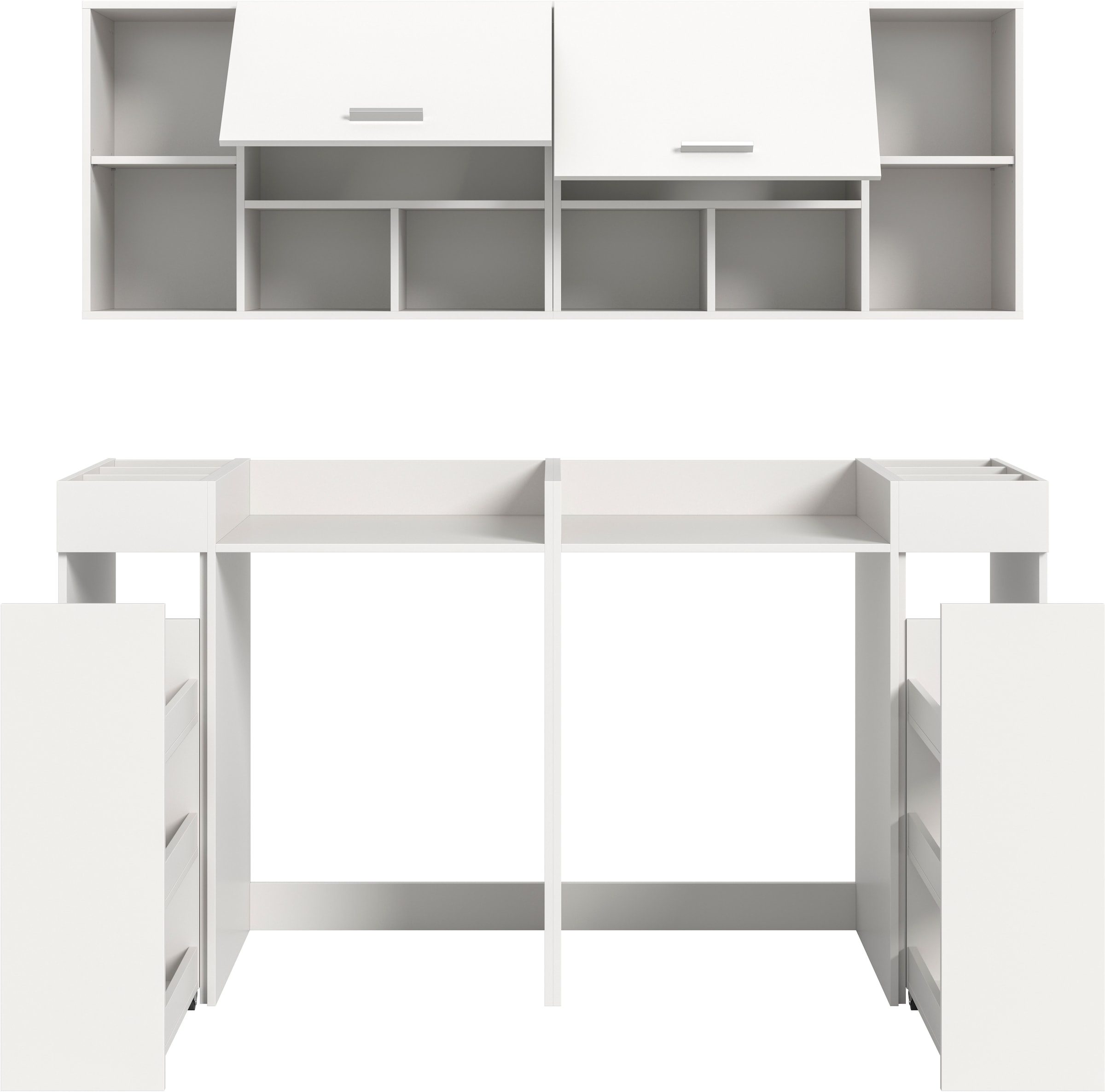 welltime Ensemble de meubles de salle de bain »FALAS,  6-teilig, Hauswirtschaftsraum Set, Breite 190 cm« Ensemble, 2 meubles pour machine à laver, 2 étagères, 2 armoires murales, 6 cuis tlg.