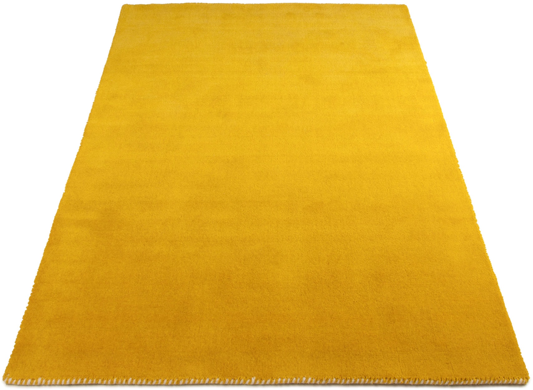 carpetfine Wollteppich »Gabbeh Lola Uni« rechteckig 14 mm Höhe mit natürlichem Pflanzenmaterial von Hand gewebt, auch in Rund