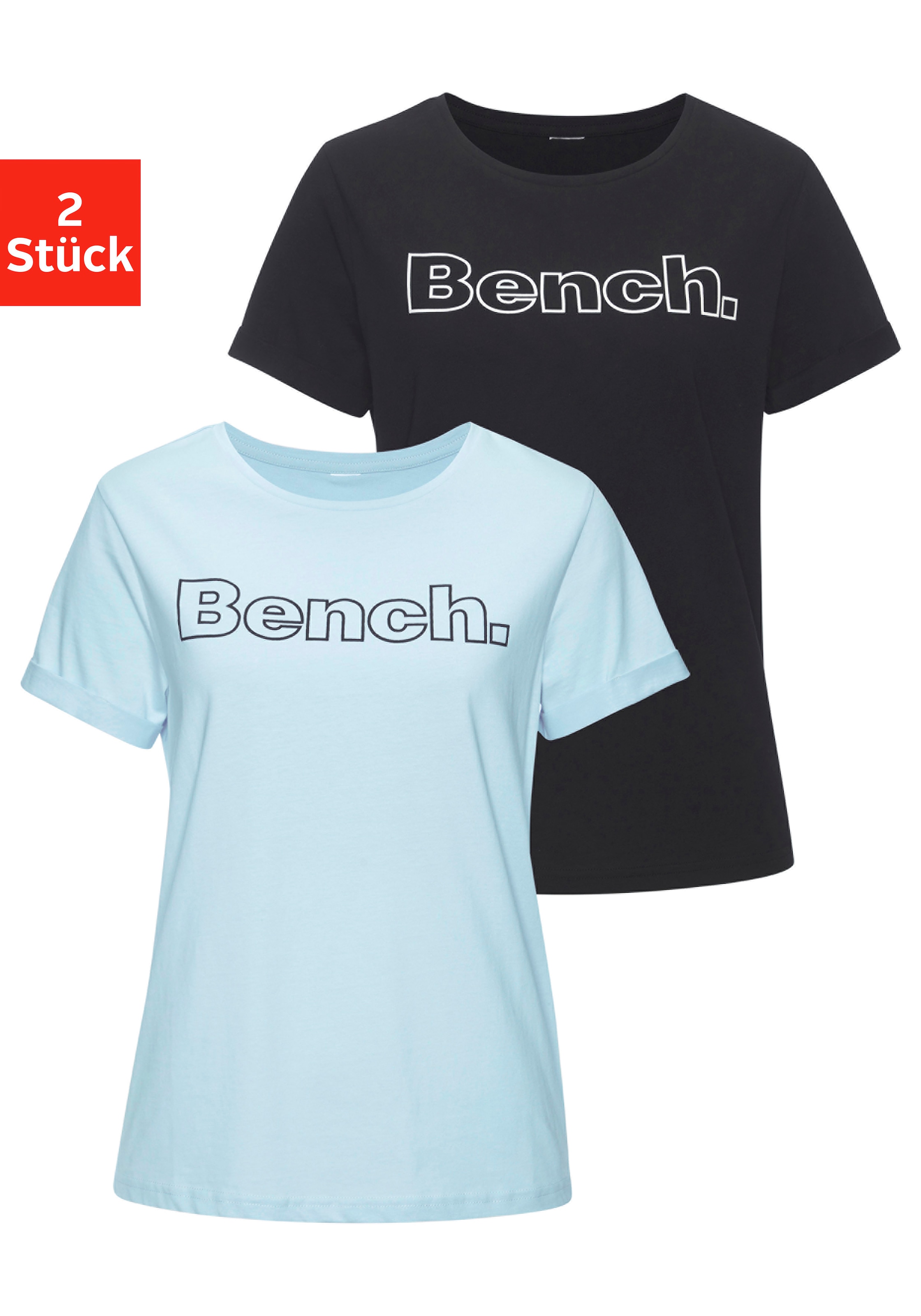 Bench. Loungewear T-shirt Packung, 2 cuis mit Logodruck