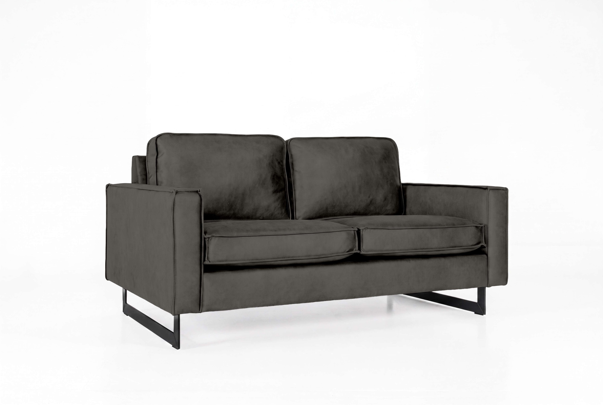 GOODproduct 2-places »Pinto, 166 cm, Cord, Chenille, Lederoptik« avec jonc, pieds métalliques noirs, suspension à ressorts ondulés