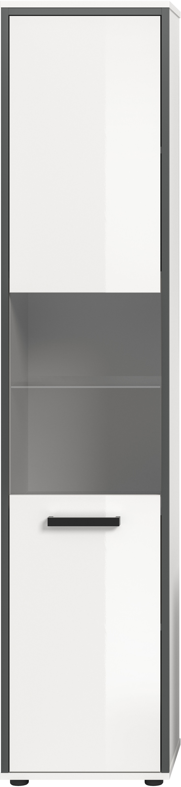 welltime Armoire haute »KAJO, hochglanz Front, Glastür, 1 Glas Einlegeboden, 6 Fächer« 1 cuis tlg. Badschrank, Hochschrank, Bad, Badezimmer