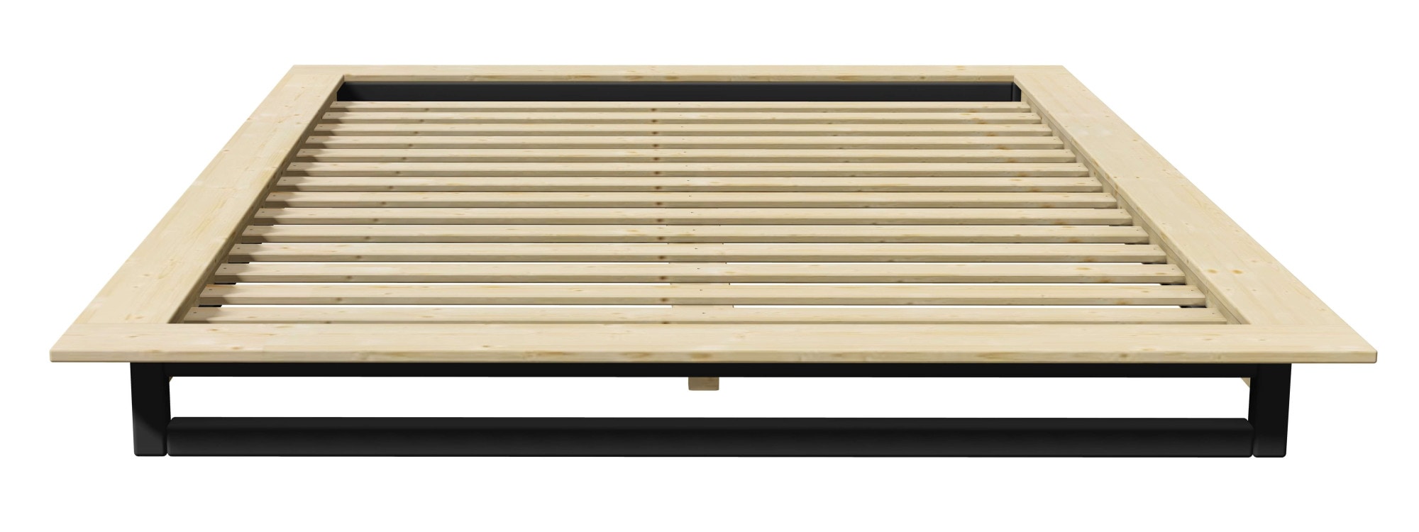 GOODproduct Lit futon »Kobe, Massivholzbett aus Kiefer im Industrial Design, 200 KG belastbar« B/T/H:165/225/18,1 cm,  stabiles Kufengestell,  rundum Ablagefläche, FSC, Made in Europe
