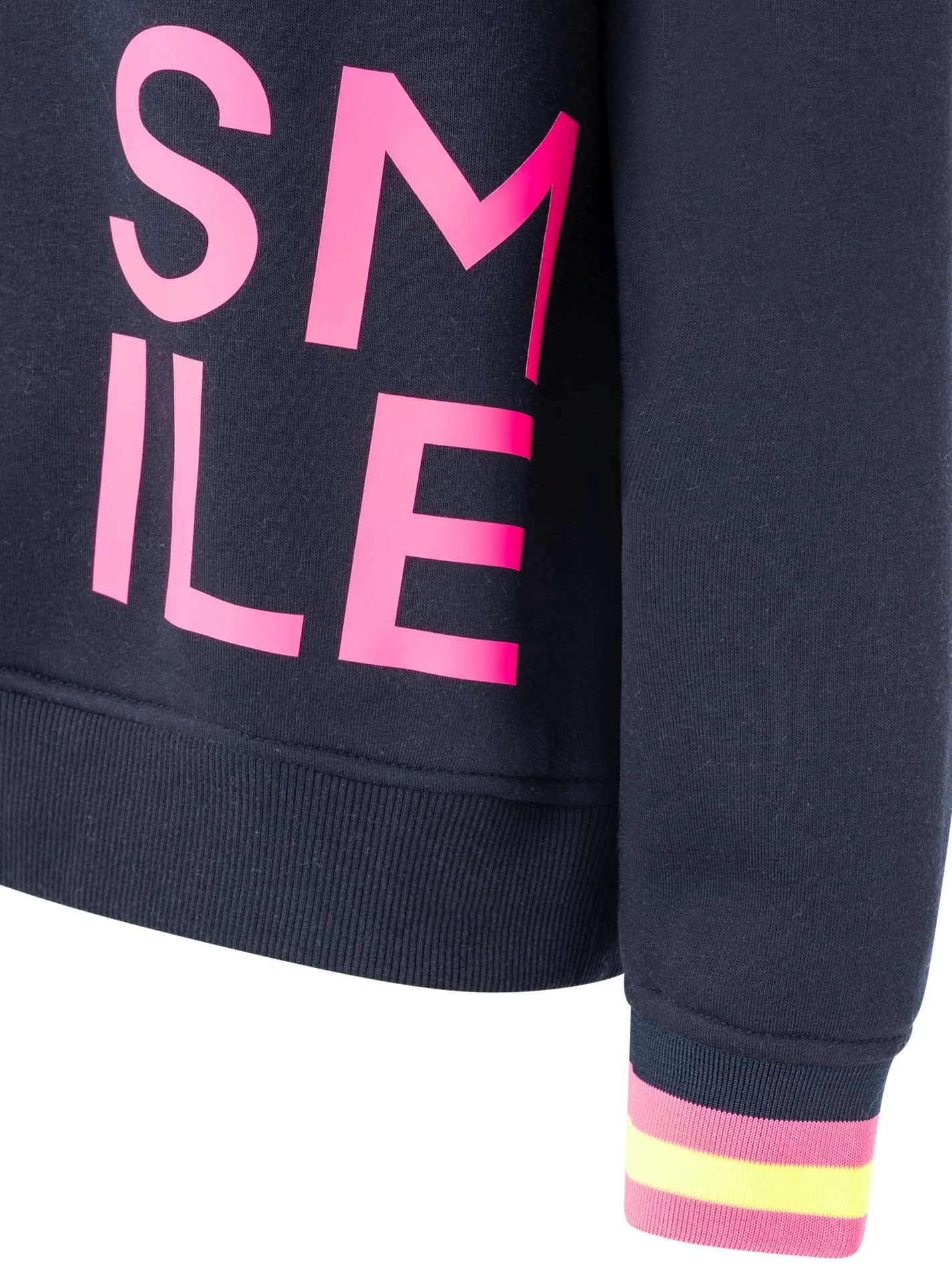 Zwillingsherz Sweatshirt »"Alissa"«, mit SMILE PRINT , Kontrastbündchen, gesticktem Herz am Arm
