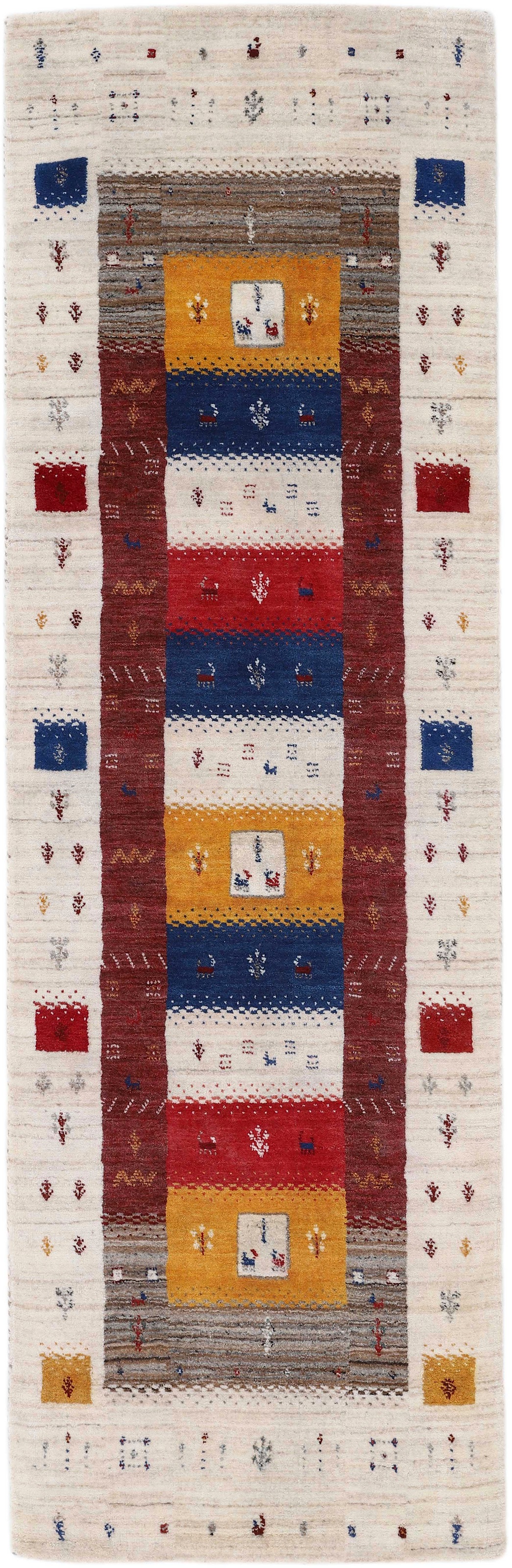 carpetfine Wollteppich »Gabbeh Sofia ,    auch als Läufer« rechteckig 15 mm Höhe reine Wolle, handgearbeitet, weicher natürlicher Flor, Wohnzimmer