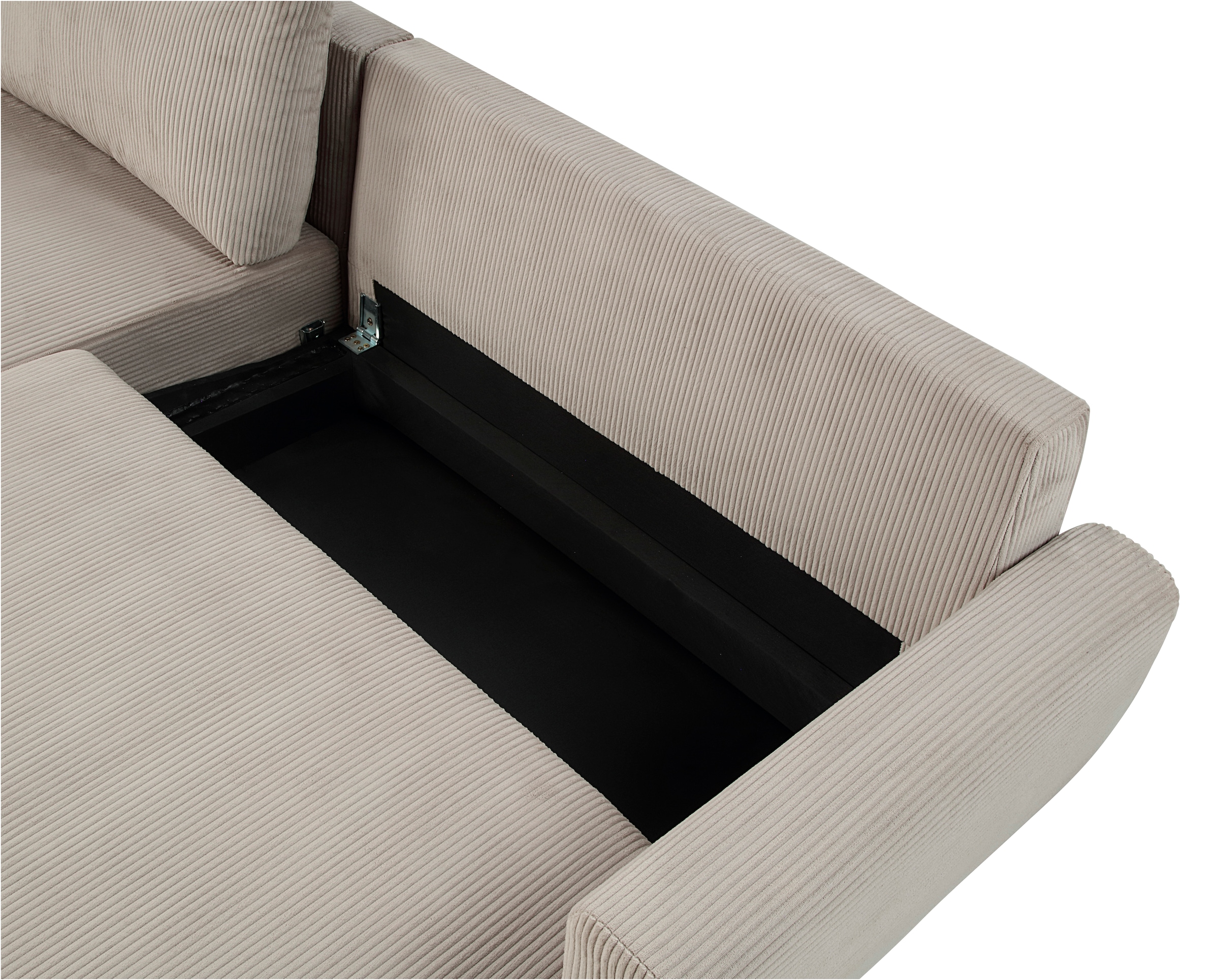 ATLANTIC home collection Ecksofa »Leonid L-Form« mit Schlaffunktion und Bettkasten