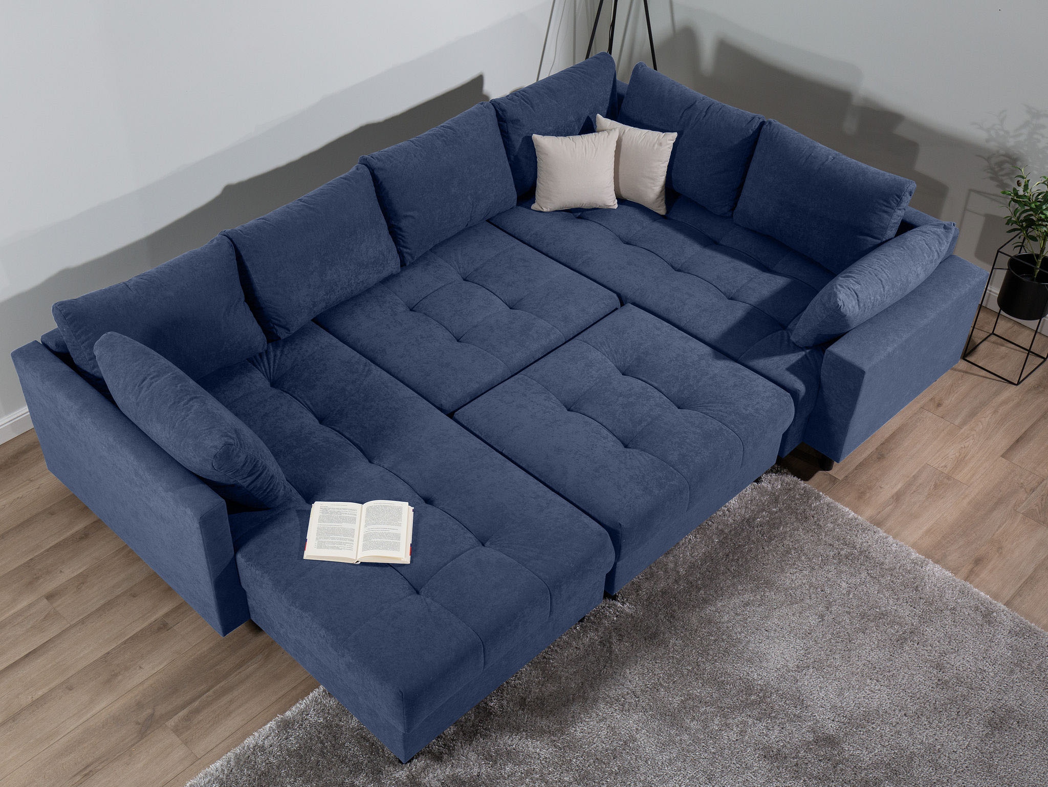 COLLECTION AB Paysage de salon »Toni U-Form mit Armlehne« inkl. Hocker und Zierkissen in abgesetzter Farbe, mit Bonnelfederkern