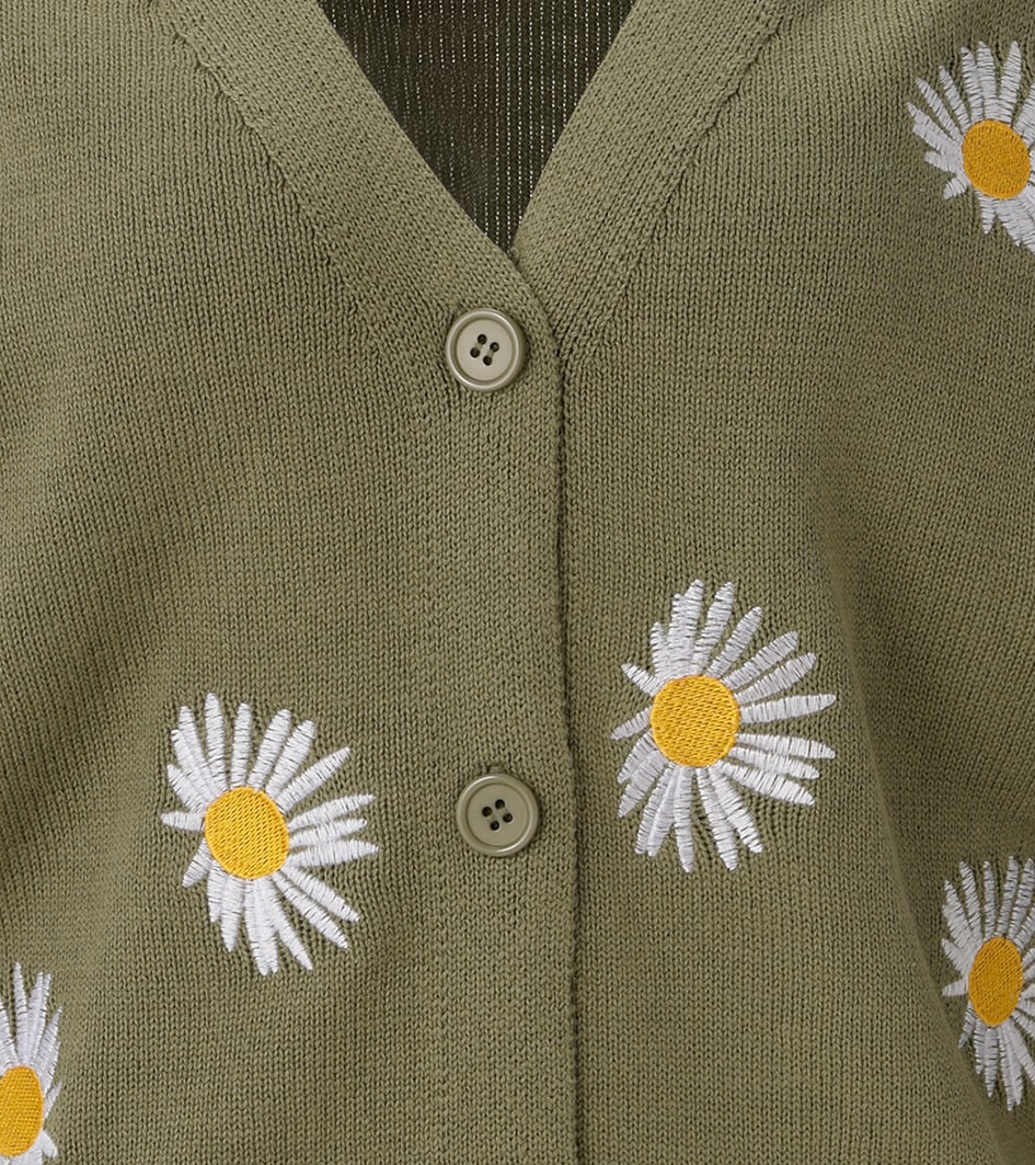 Aniston CASUAL Veste en tricot orné de marguerites brodées