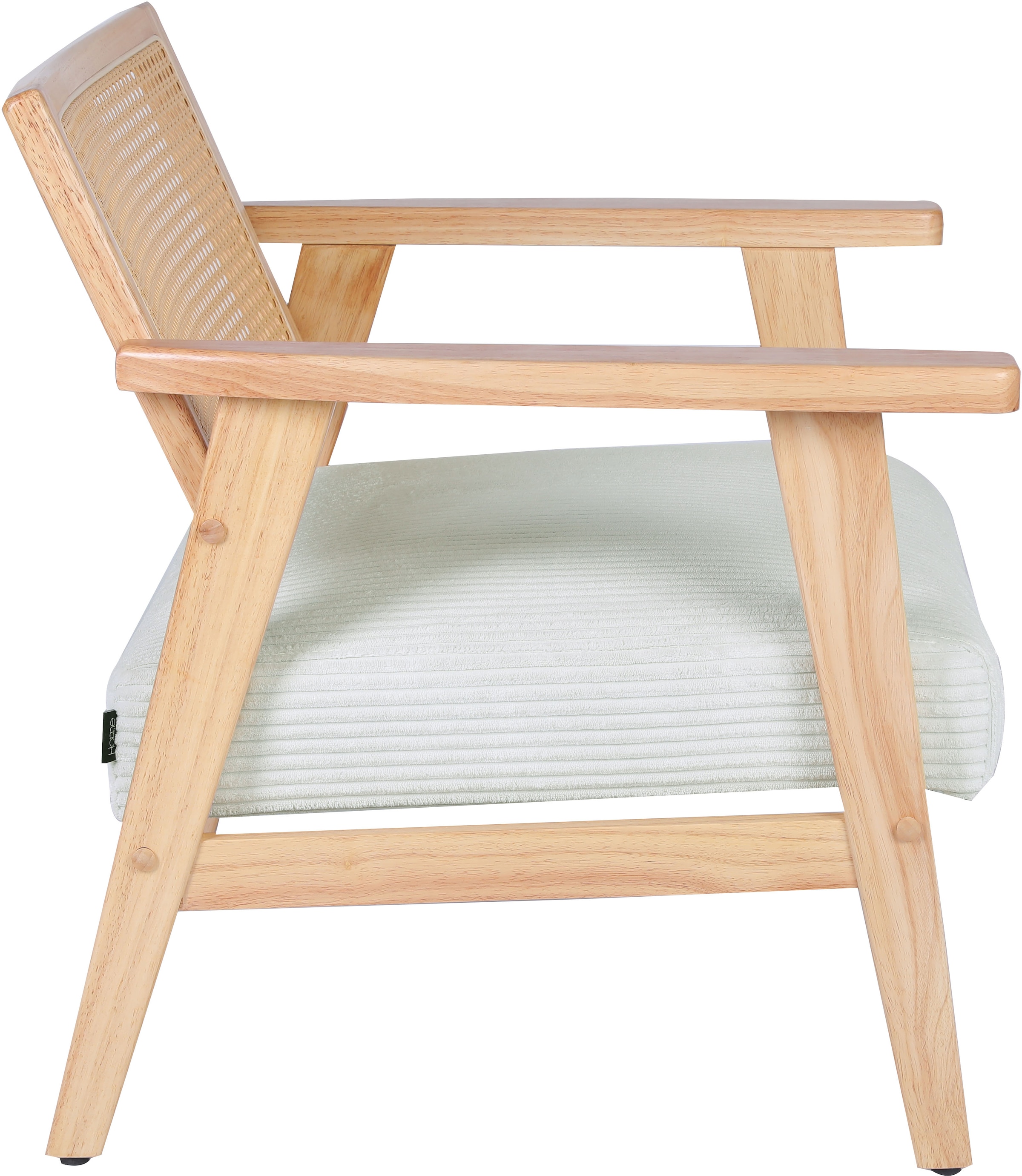 Home affaire Fauteuil lounge »VILLAINE« fauteuil individuel, fauteuil en rotin avec tressage viennois, velours côtelé, tissu tissé