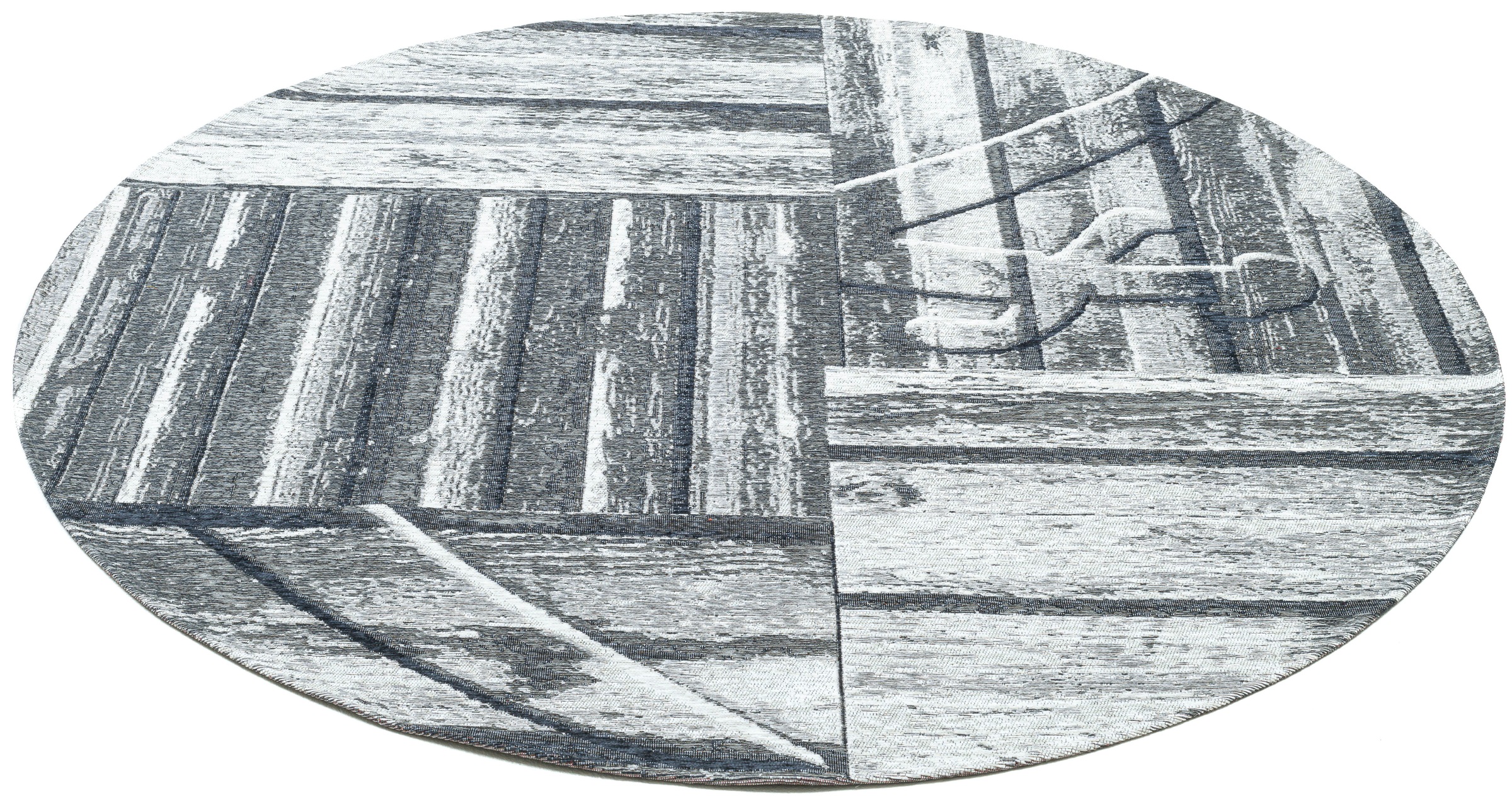Sansibar Teppich »Keitum 010« rund 3 mm Höhe Flachgewebe, modernes Holz Design, Motiv, gekreuzte Säbel