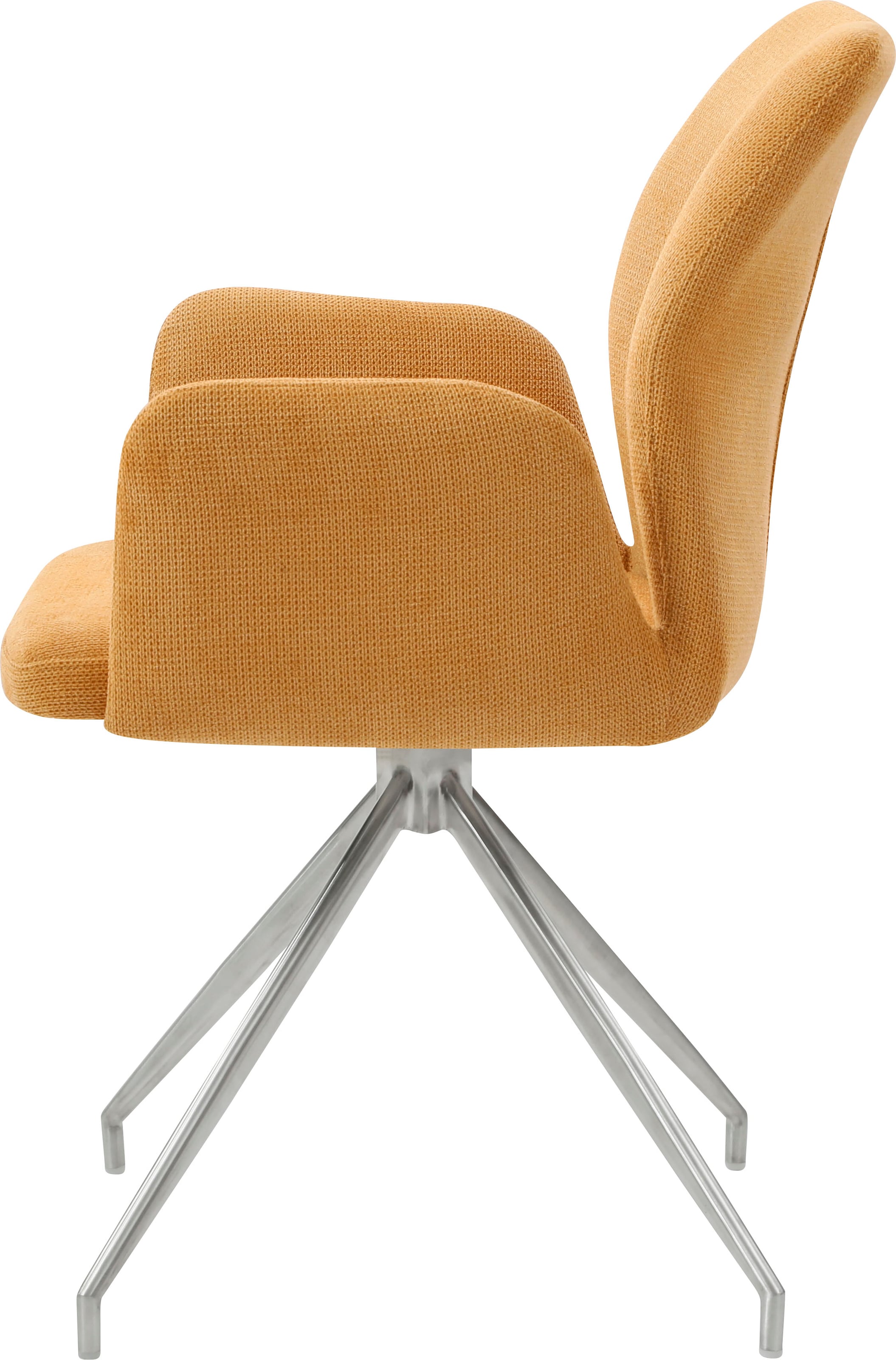 SalesFever Chaise de salle à manger »Taormina Armlehnstuhl mit silbernem Edelstahlgestell« () 1 cuisEsszimmersessel, 180° Drehfunktion, Gestell aus rostfreiem Edelstahl