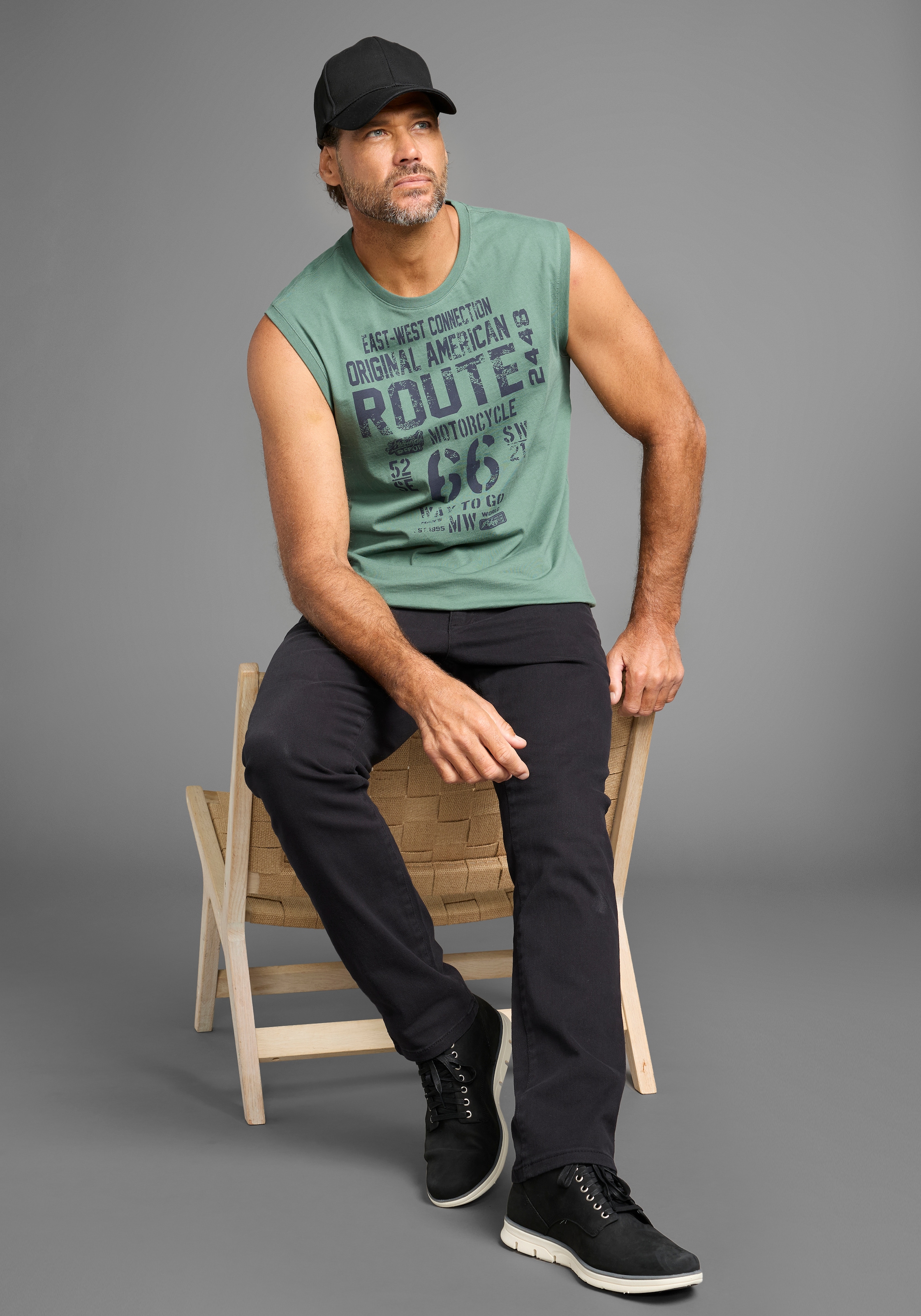 Man's World Muscleshirt 2er-Pack,  ärmellos,  bedruckt,  Rundhalsausschnitt,  aus 100% Baumwolle