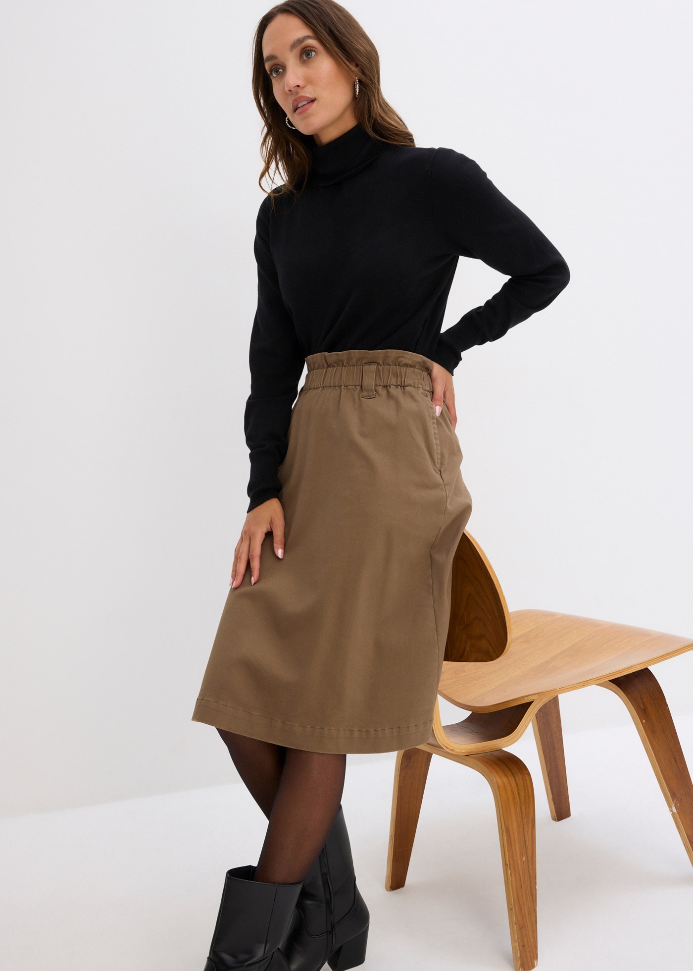 bonprix Rollkragenpullover »Feinstrick-Rollkragenpullover« aus Baumwollmischung, mit hohem Rollkragen, schmale Passform