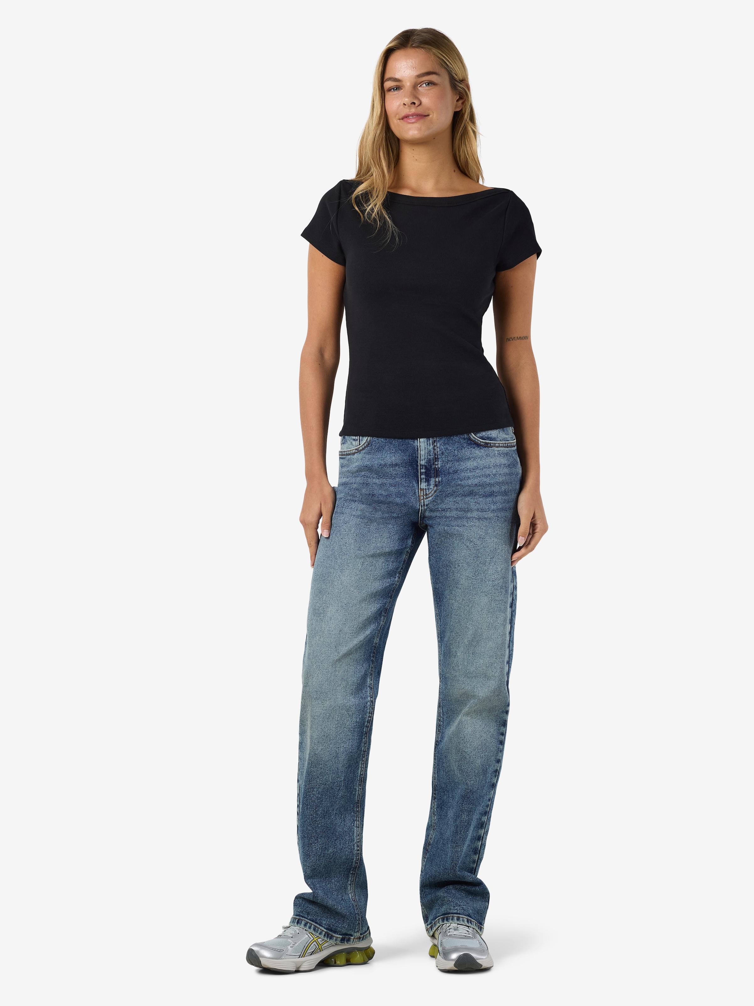 Noisy may T-shirt à manches courtes »NMMAYA S/S BOATNECK TOP NOOS« Baumwollmischung, regular fit