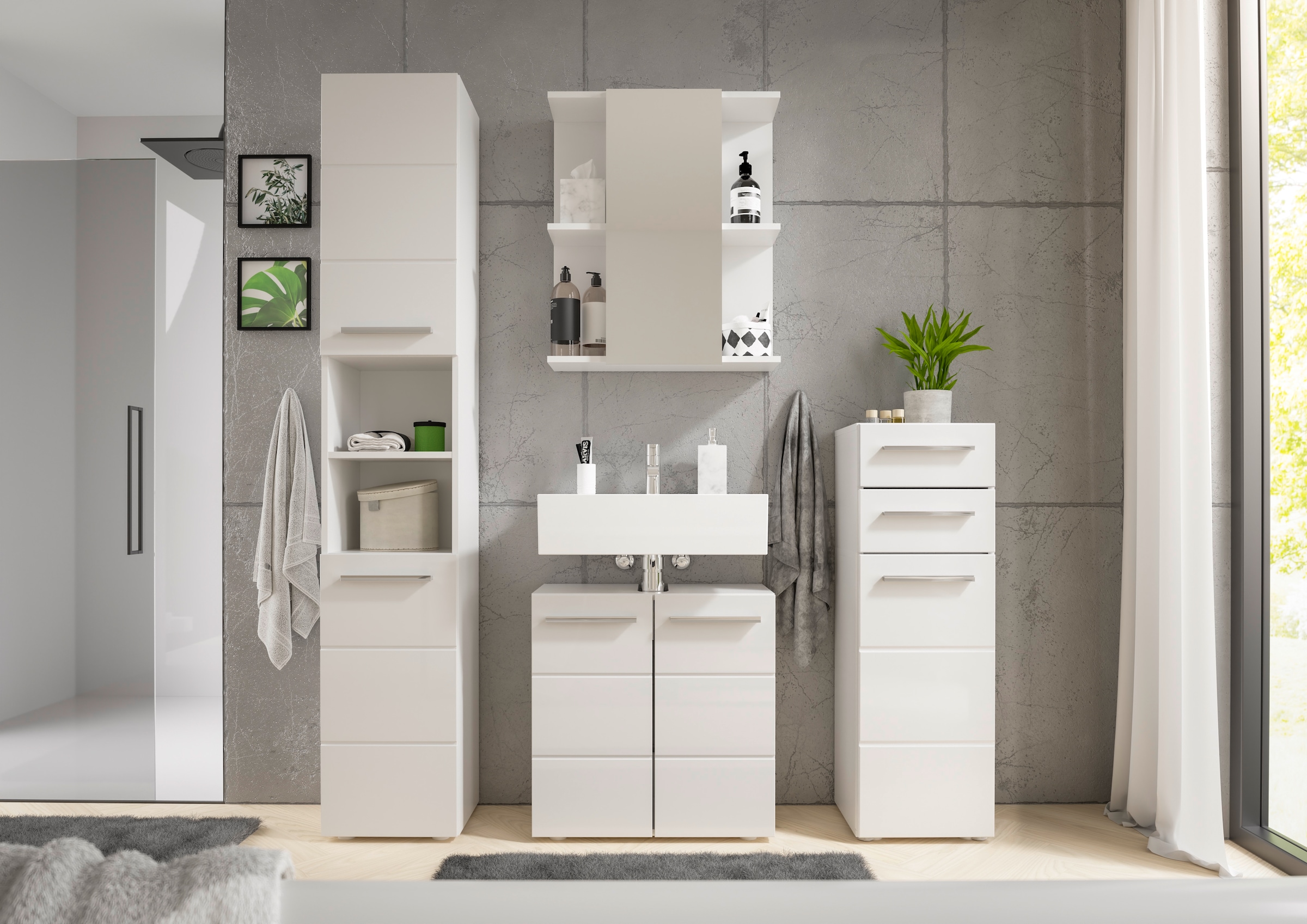 BASIC by Balculina Hochschrank »Mandi« 1 Stk. tlg. Breite 34cm, hochglanz Front